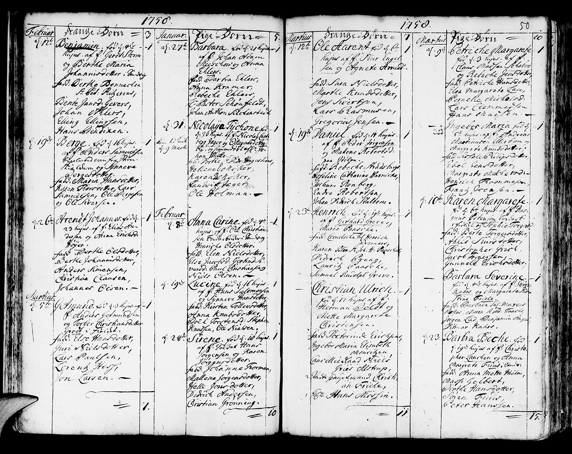 Korskirken sokneprestembete, AV/SAB-A-76101/H/Haa/L0005: Parish register (official) no. A 5, 1751-1789, p. 50