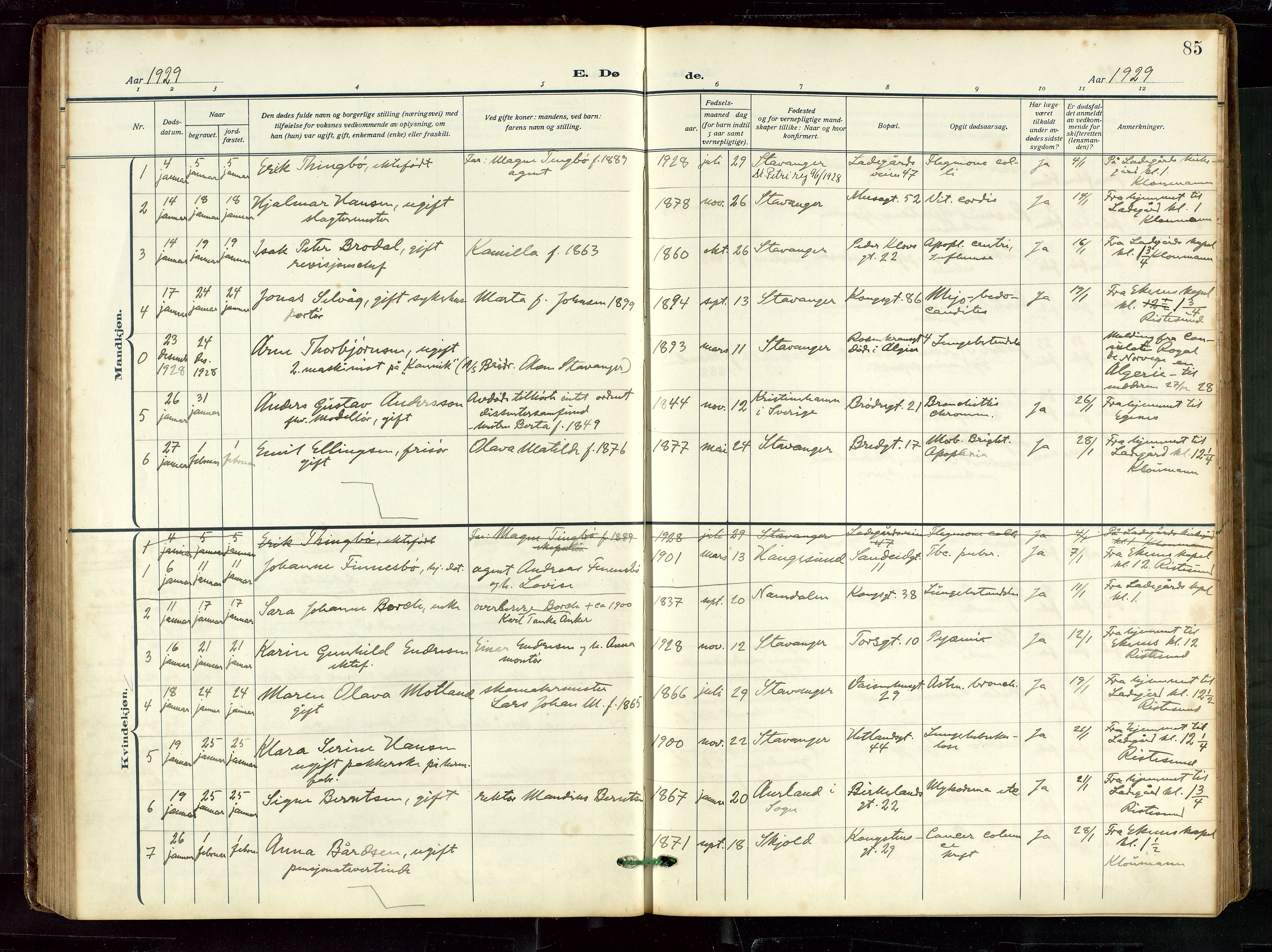 St. Petri sokneprestkontor, AV/SAST-A-101813/002/D/L0003: Parish register (official) no. A 28, 1919-1938, p. 85