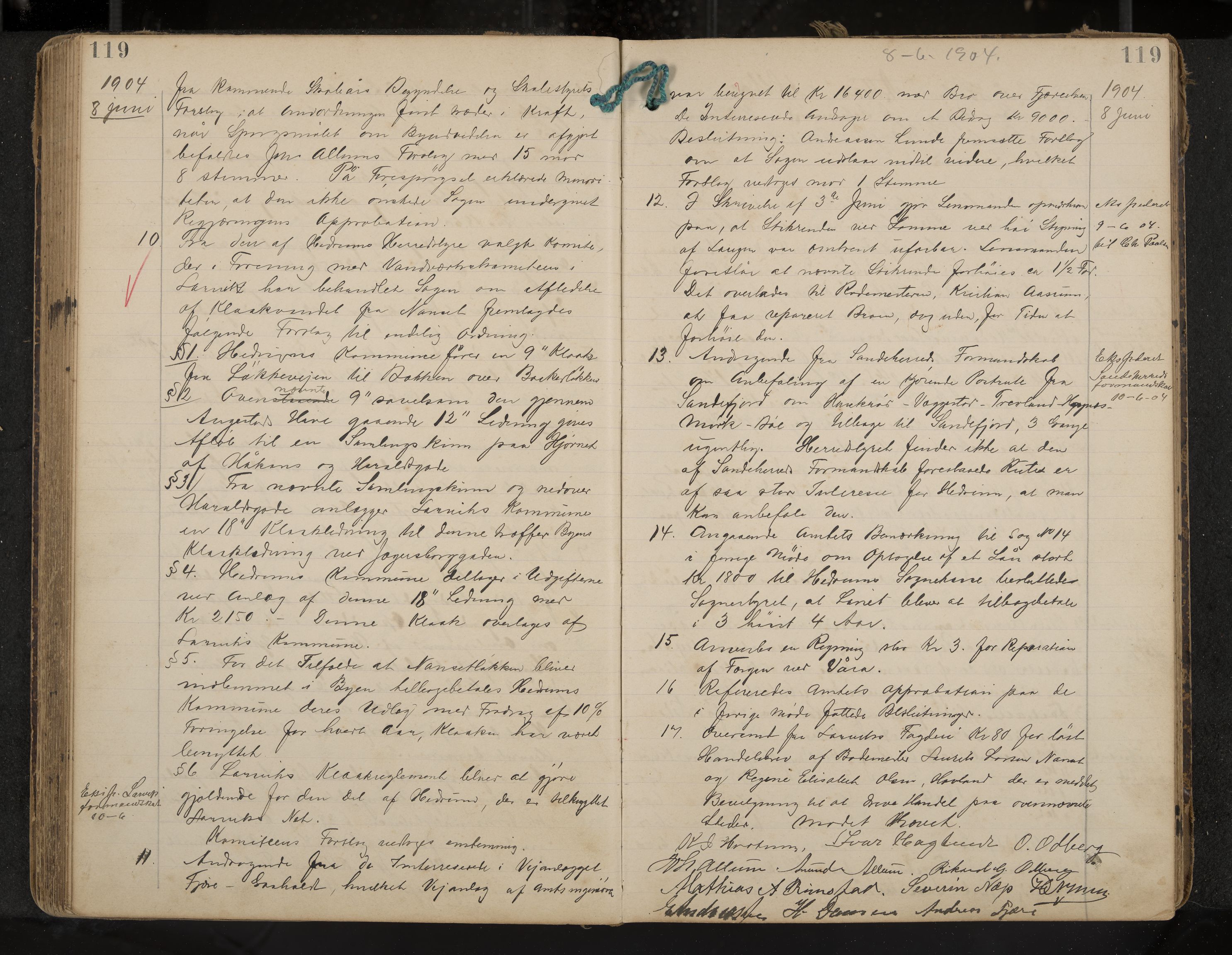 Hedrum formannskap og sentraladministrasjon, IKAK/0727021/A/Aa/L0005: Møtebok, 1899-1911, p. 119