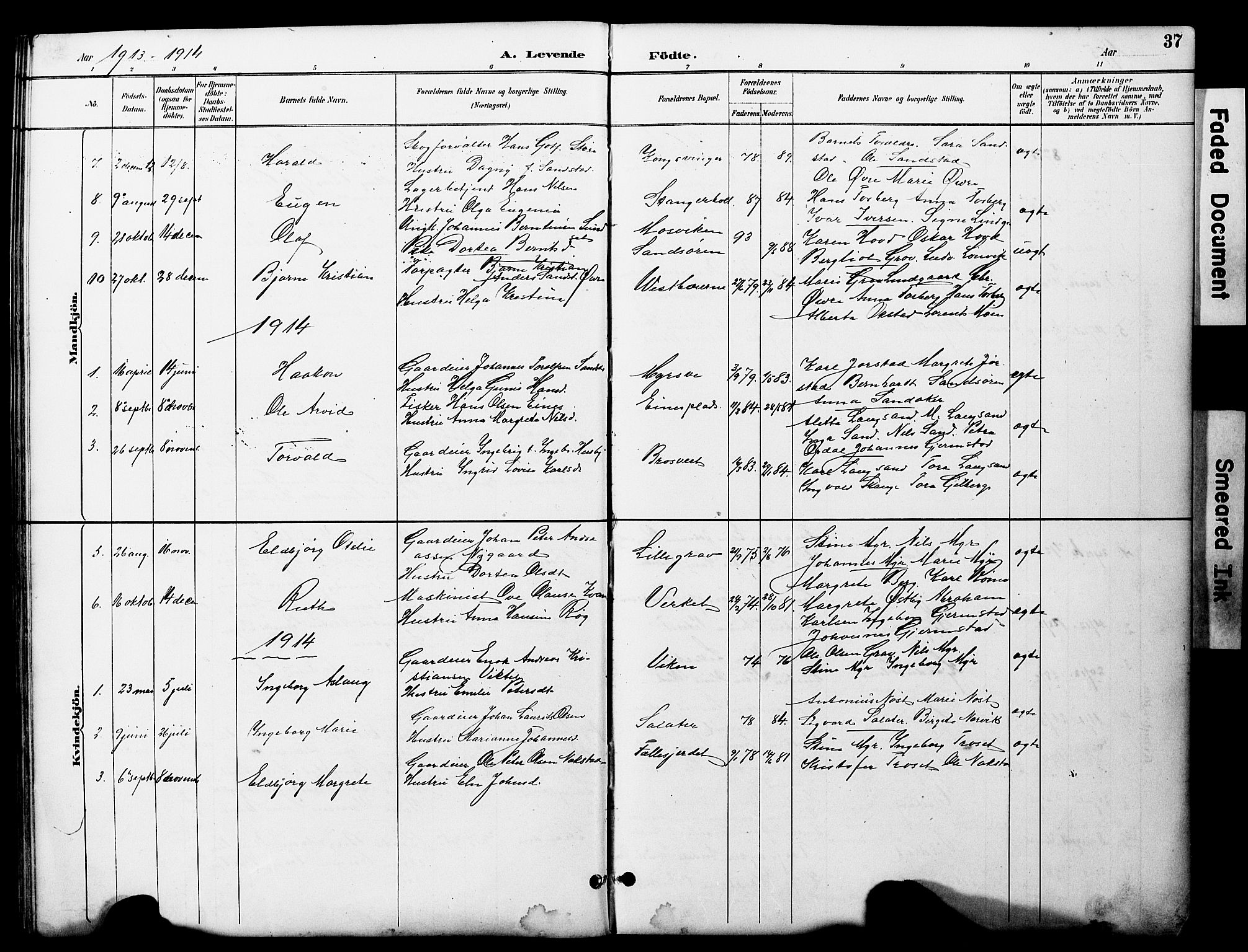 Ministerialprotokoller, klokkerbøker og fødselsregistre - Nord-Trøndelag, SAT/A-1458/722/L0226: Parish register (copy) no. 722C02, 1889-1927, p. 37