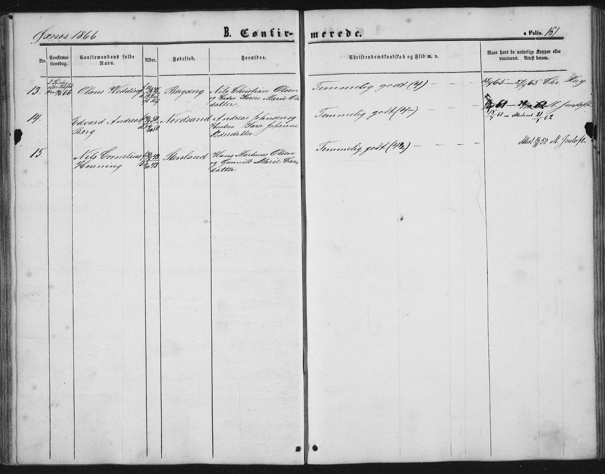 Ministerialprotokoller, klokkerbøker og fødselsregistre - Nordland, AV/SAT-A-1459/893/L1333: Parish register (official) no. 893A06, 1858-1866, p. 161