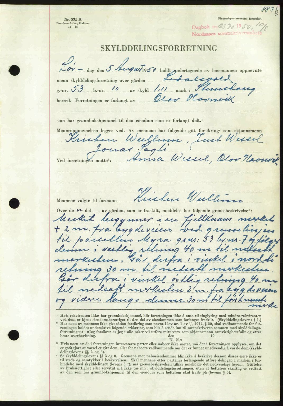 Nordmøre sorenskriveri, AV/SAT-A-4132/1/2/2Ca: Mortgage book no. A115, 1950-1950, Diary no: : 2530/1950