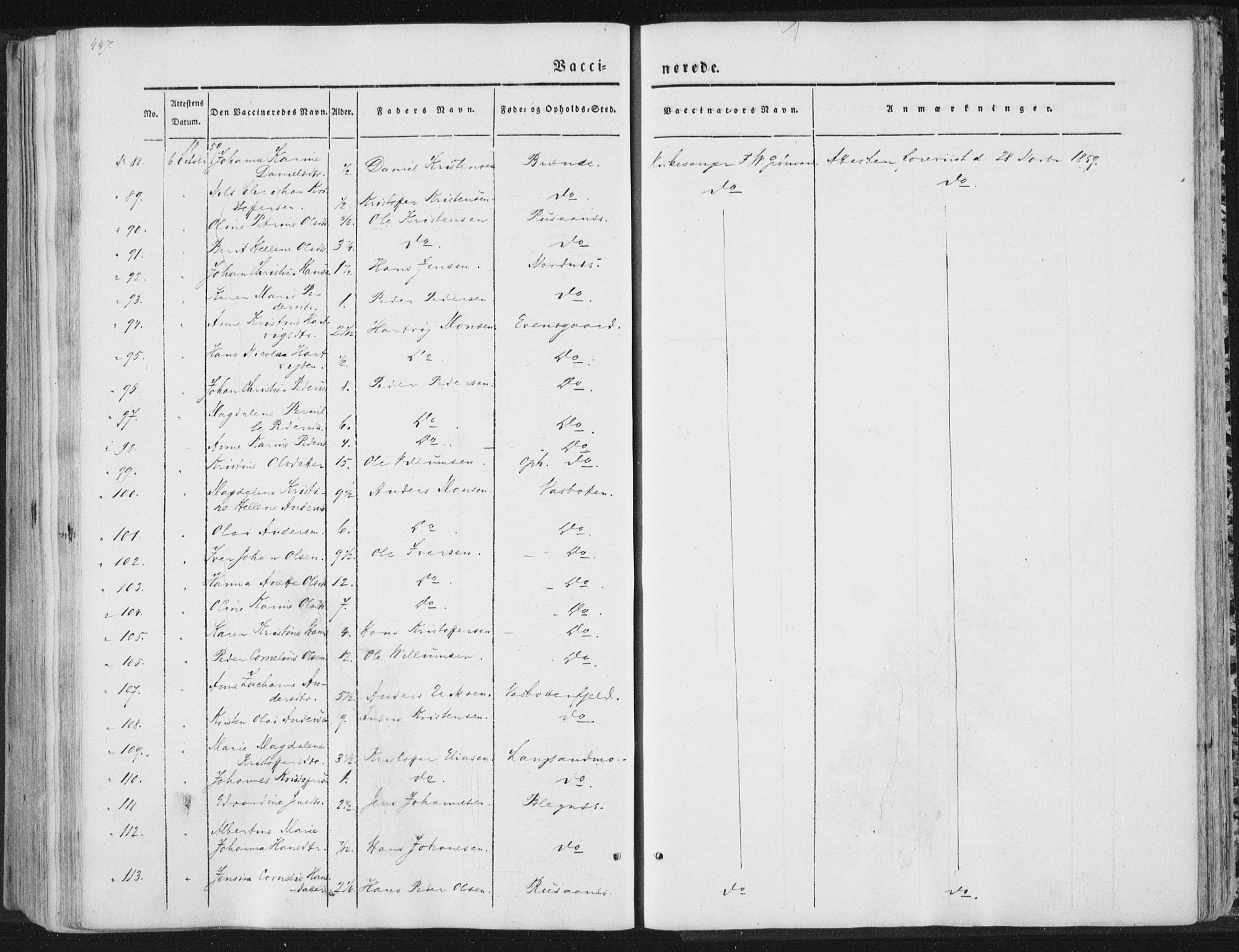 Ministerialprotokoller, klokkerbøker og fødselsregistre - Nordland, SAT/A-1459/847/L0667: Parish register (official) no. 847A07, 1842-1871, p. 447