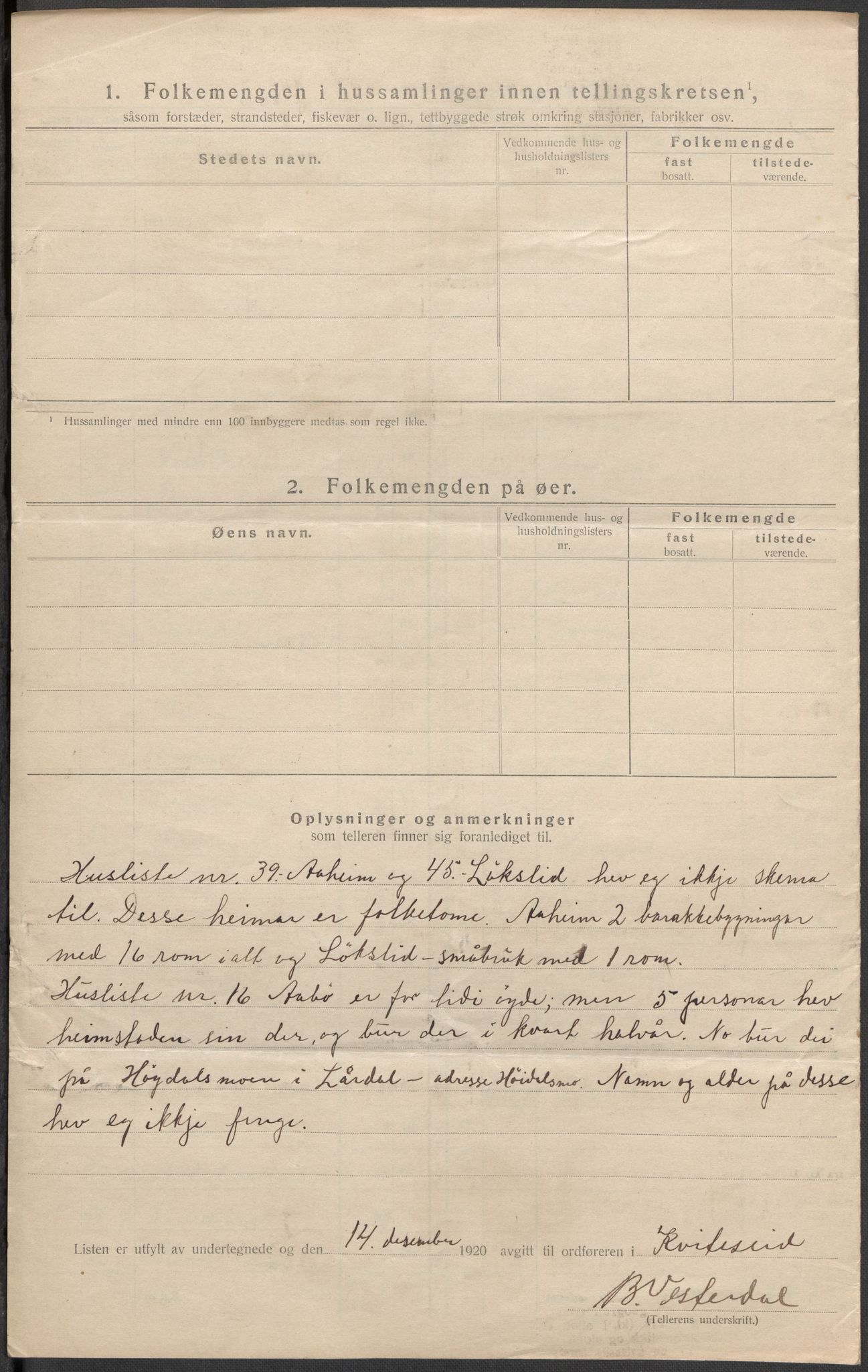 SAKO, 1920 census for Kviteseid, 1920, p. 42