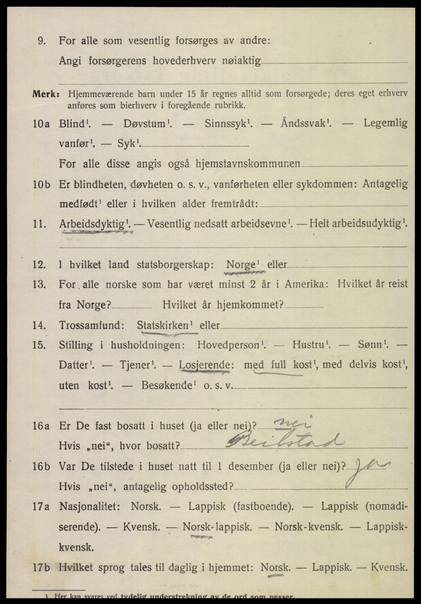 SAT, 1920 census for Klinga, 1920, p. 2086
