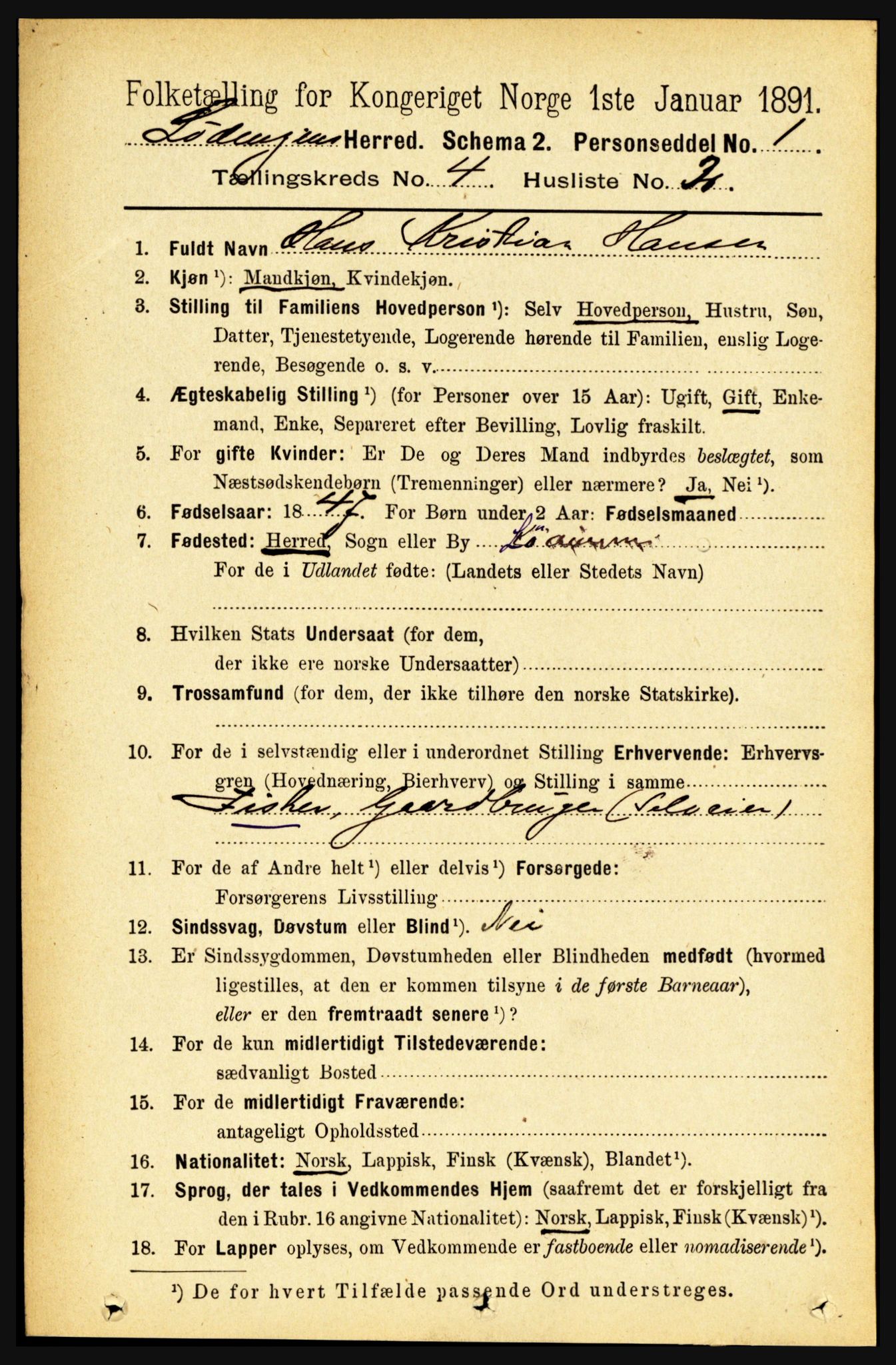 RA, 1891 census for 1851 Lødingen, 1891, p. 1941