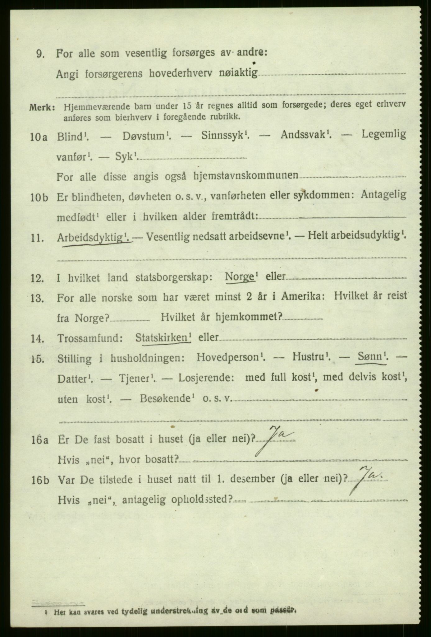 SAB, 1920 census for Evanger, 1920, p. 1054