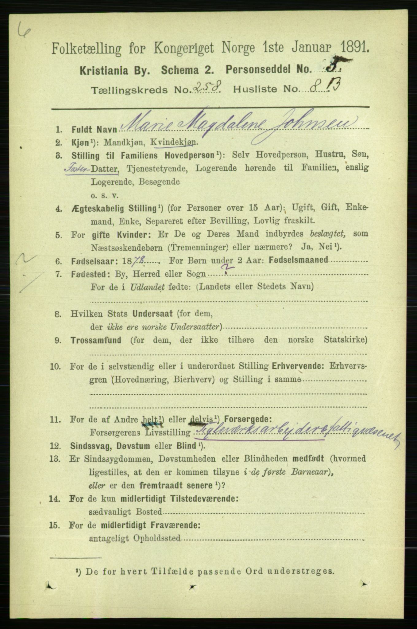 RA, 1891 census for 0301 Kristiania, 1891, p. 157239