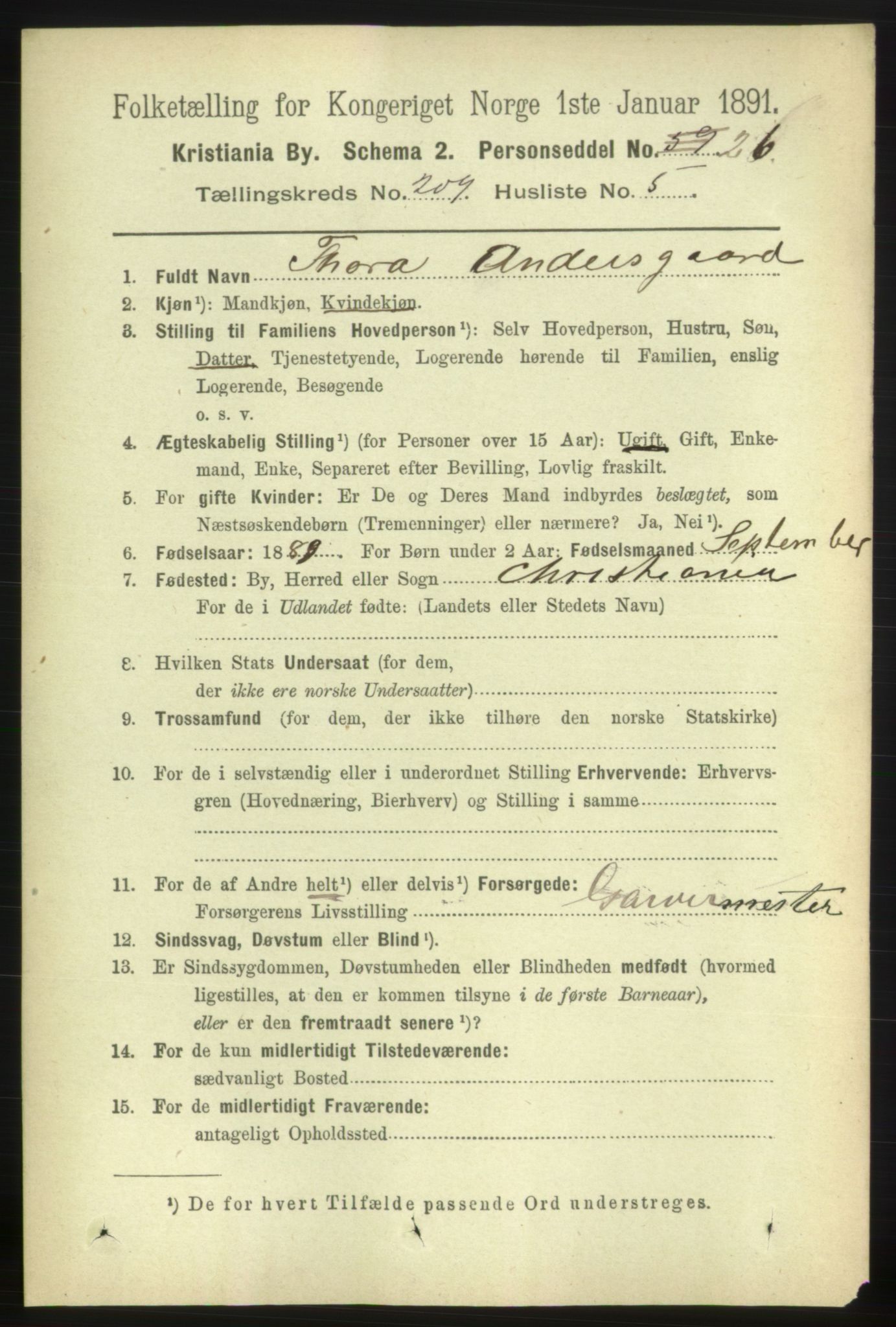 RA, 1891 census for 0301 Kristiania, 1891, p. 125165