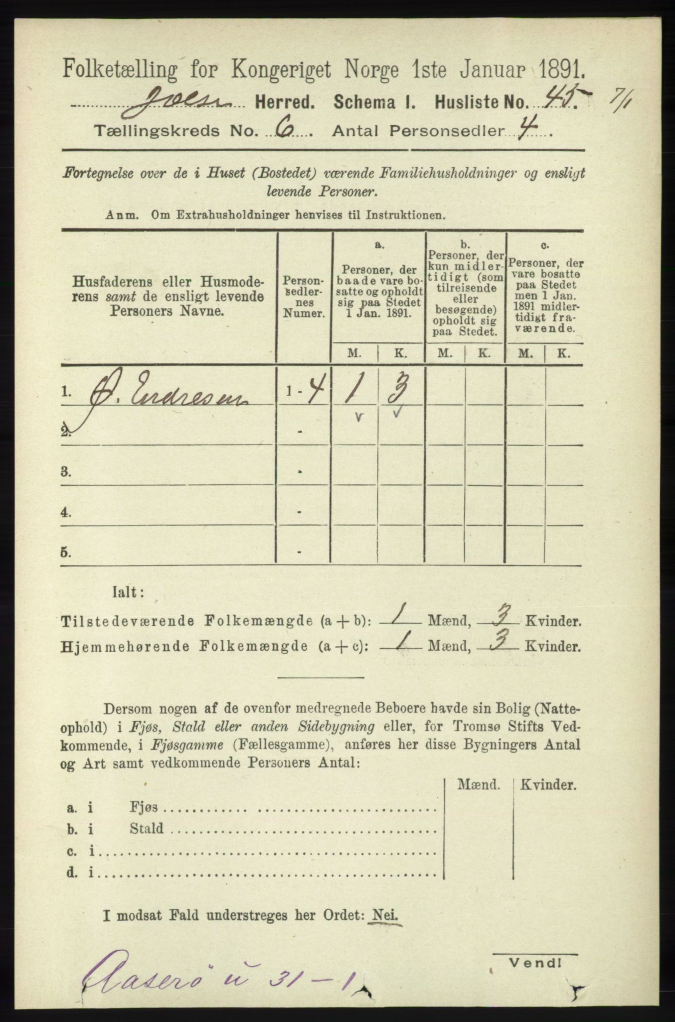 RA, 1891 census for 1138 Jelsa, 1891, p. 1199