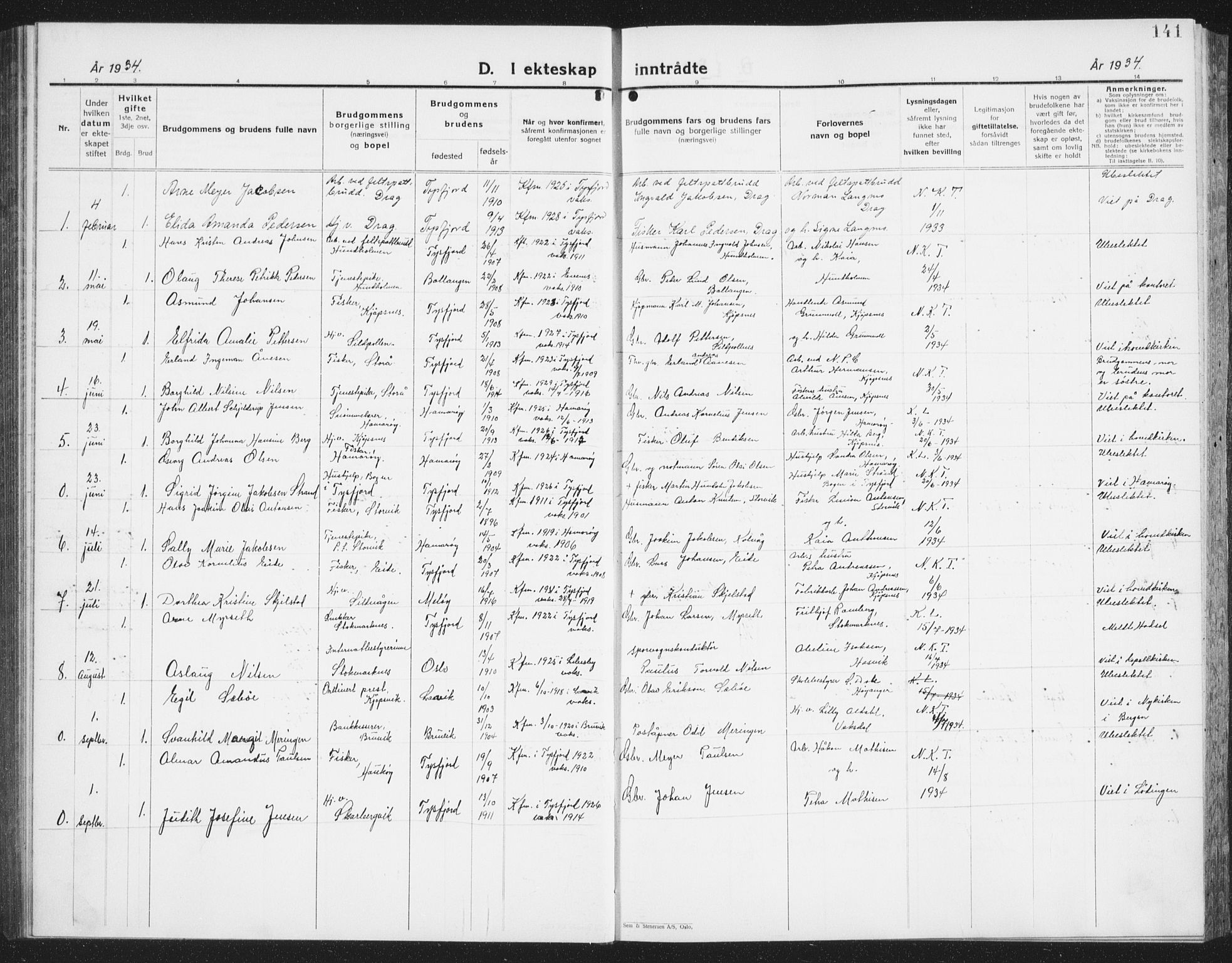 Ministerialprotokoller, klokkerbøker og fødselsregistre - Nordland, SAT/A-1459/861/L0879: Parish register (copy) no. 861C05, 1926-1939, p. 141