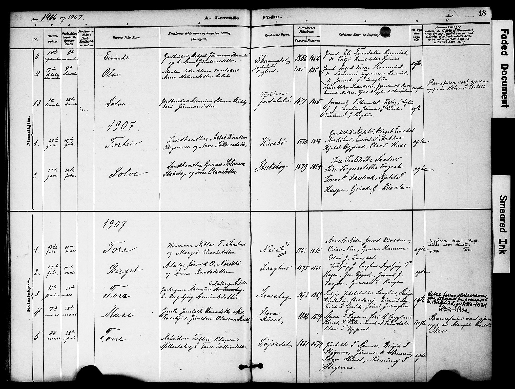 Bygland sokneprestkontor, AV/SAK-1111-0006/F/Fa/Fab/L0007: Parish register (official) no. A 7, 1885-1909, p. 48