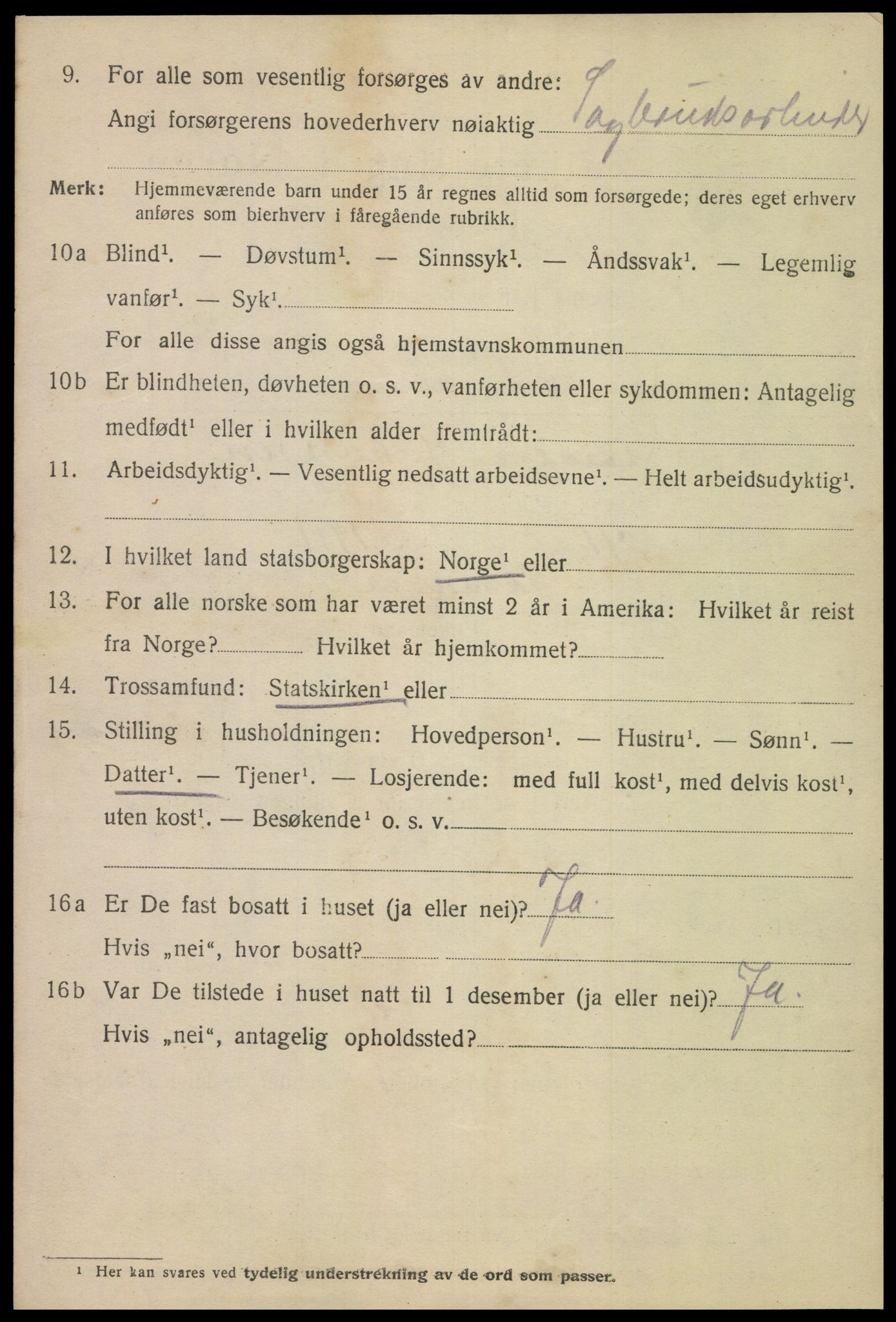 SAT, 1920 census for Levanger town, 1920, p. 4975