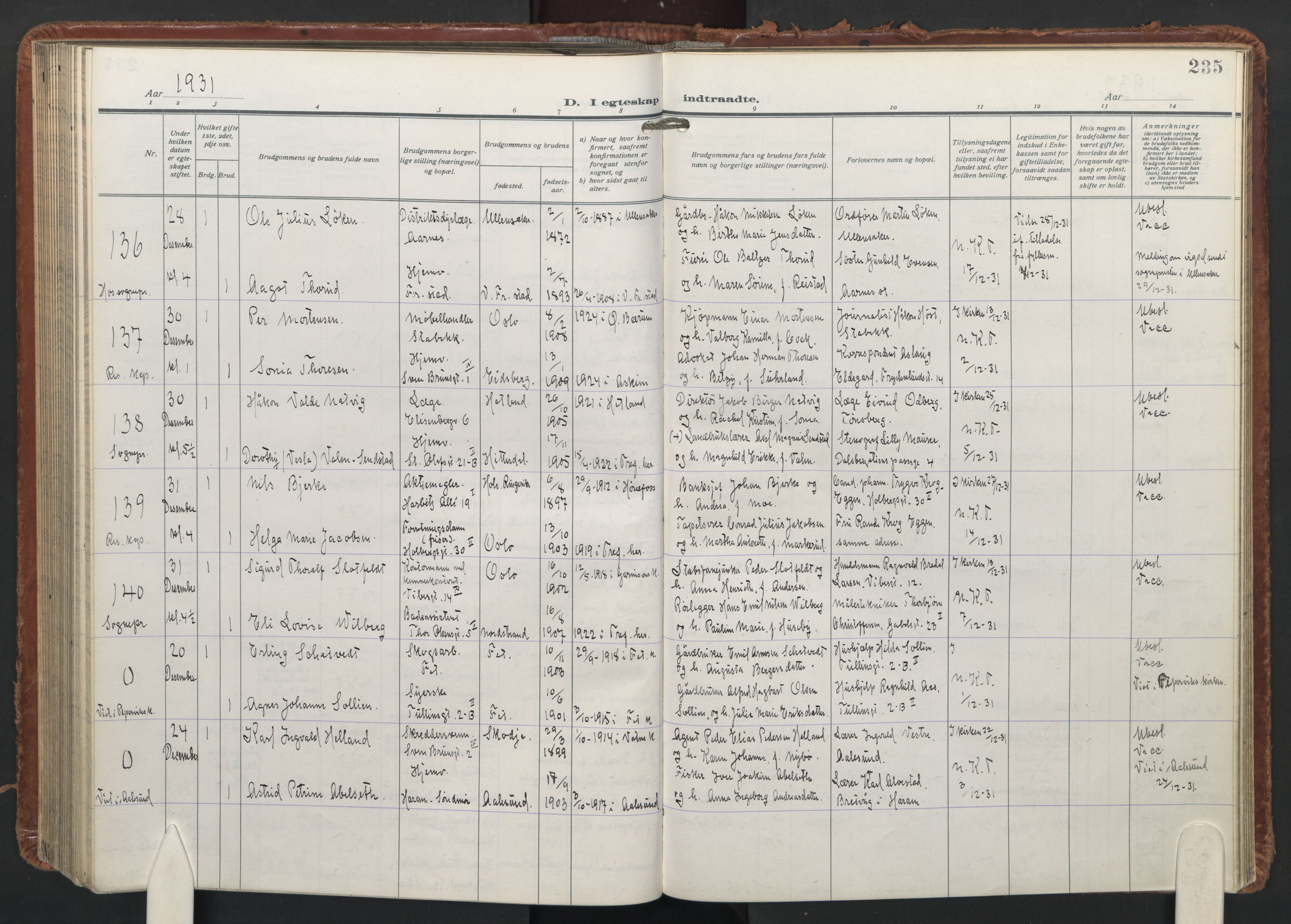 Trefoldighet prestekontor Kirkebøker, AV/SAO-A-10882/F/Fc/L0009: Parish register (official) no. III 9, 1922-1936, p. 235