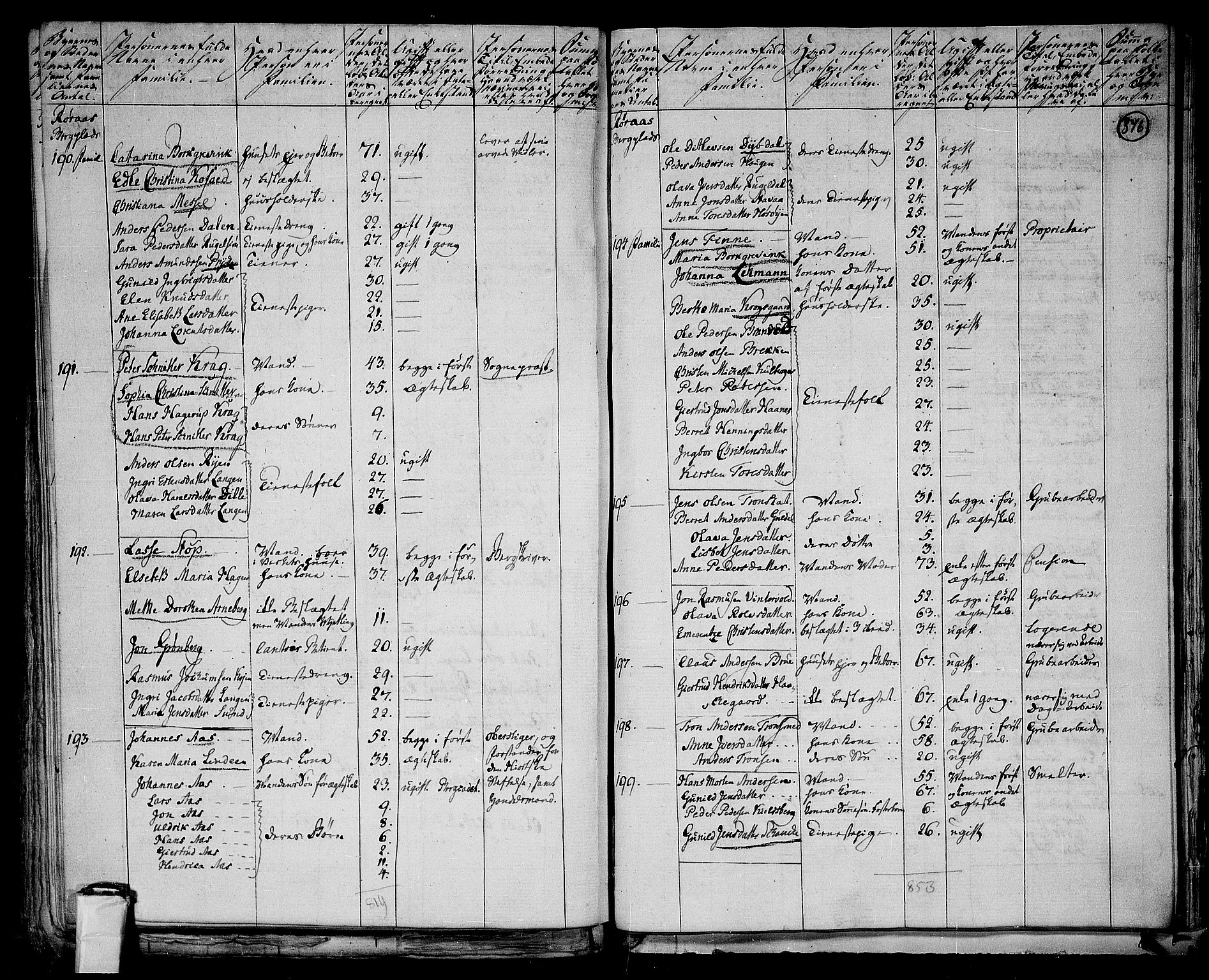 RA, 1801 census for 1640P Røros, 1801, p. 375b-376a