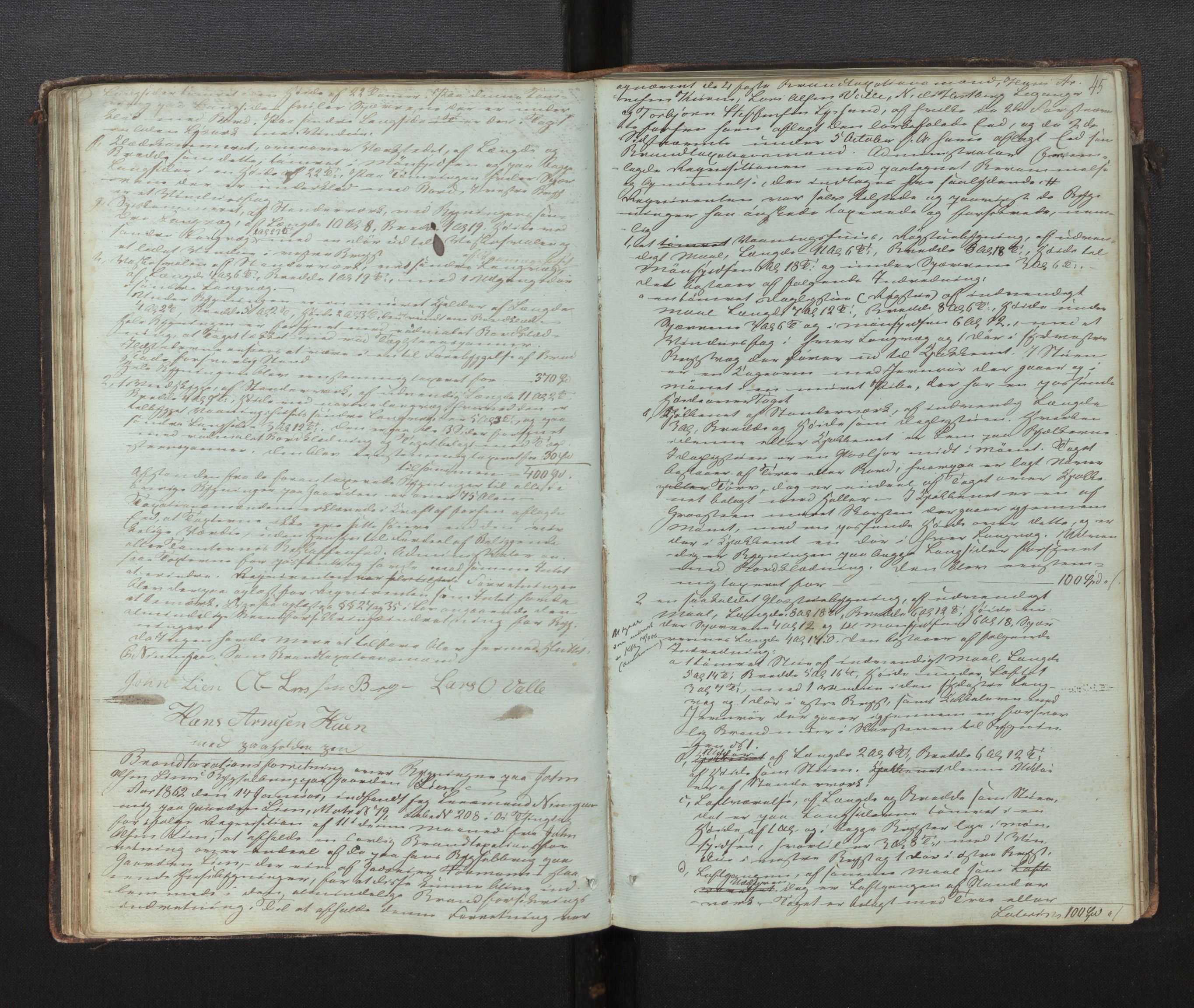 Lensmannen i Os, AV/SAB-A-34101/0012/L0001: Branntakstprotokoll, 1846-1873, p. 44b-45a