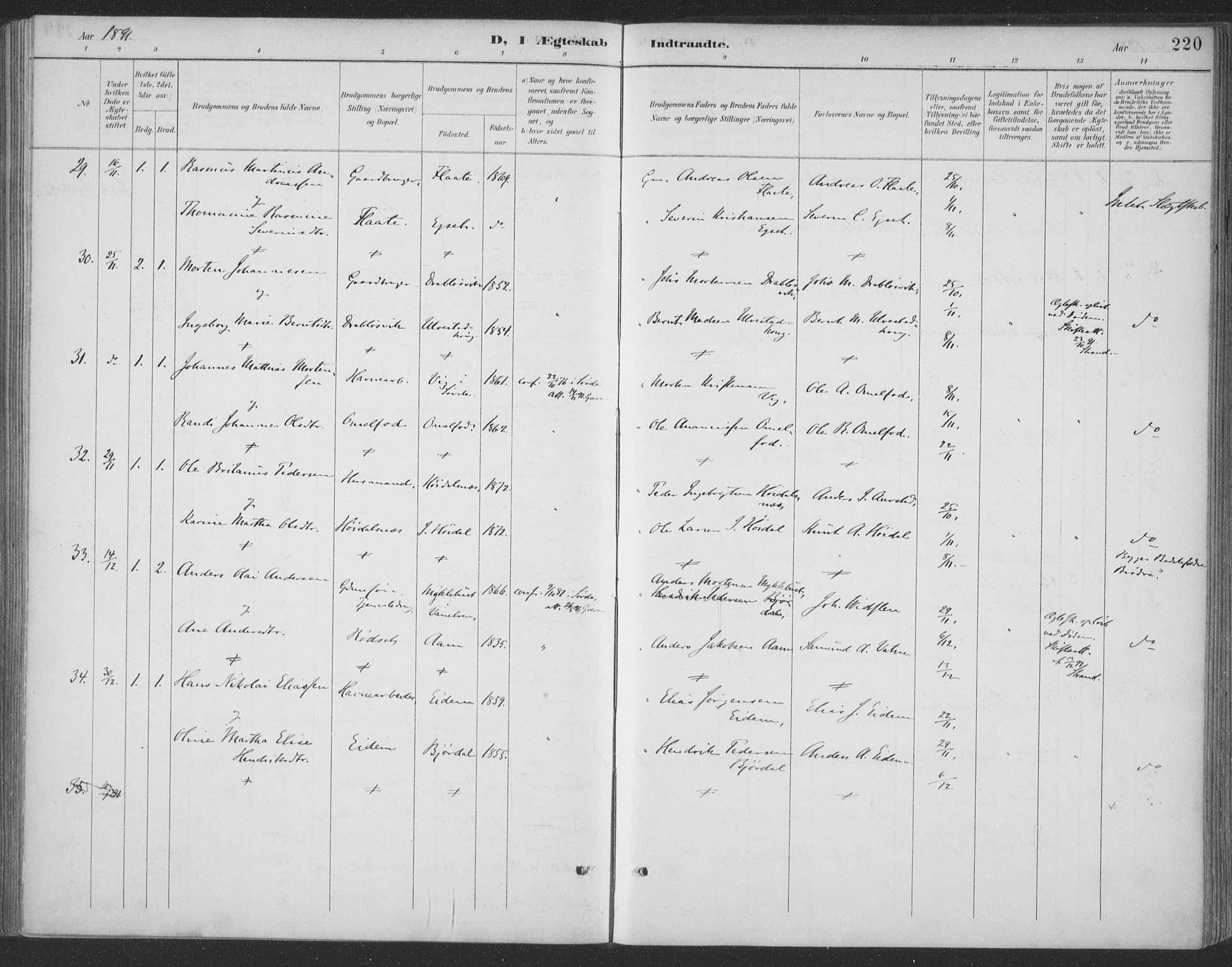 Ministerialprotokoller, klokkerbøker og fødselsregistre - Møre og Romsdal, AV/SAT-A-1454/511/L0142: Parish register (official) no. 511A09, 1891-1905, p. 220