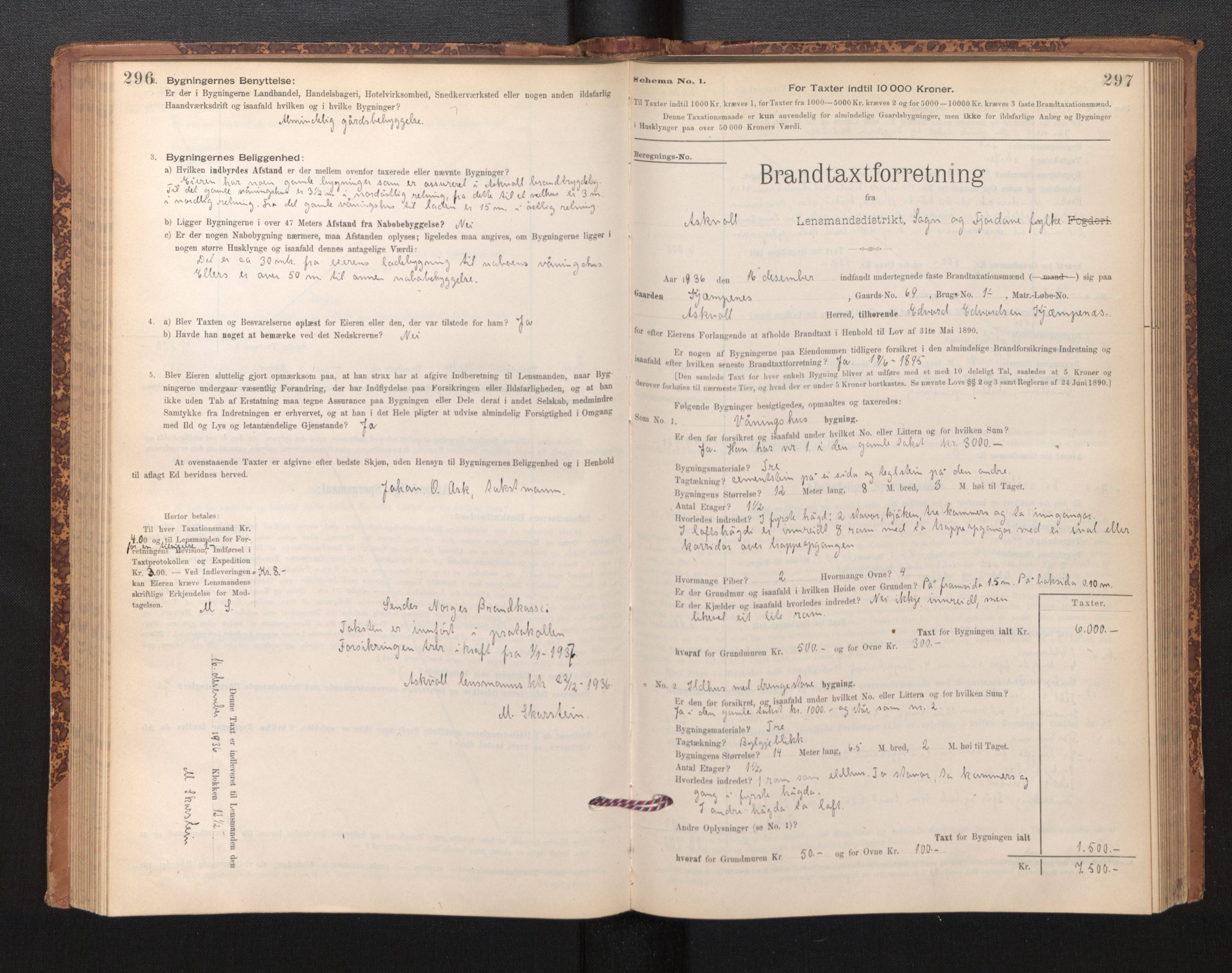 Lensmannen i Askvoll, AV/SAB-A-26301/0012/L0004: Branntakstprotokoll, skjematakst og liste over branntakstmenn, 1895-1932, p. 296-297