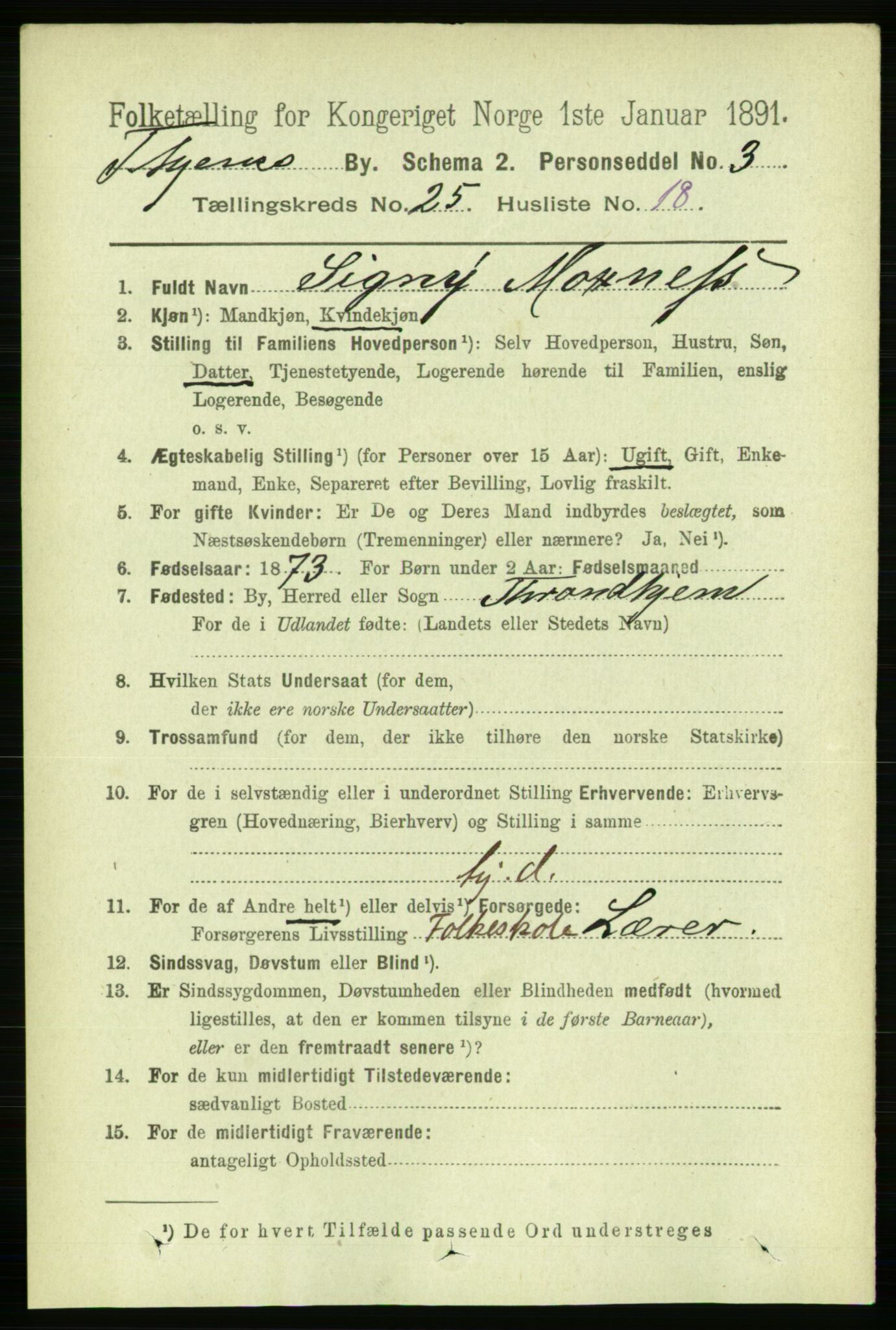 RA, 1891 census for 1601 Trondheim, 1891, p. 18954