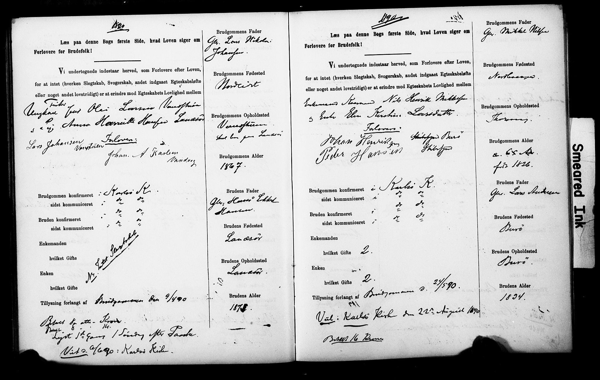 Uten arkivreferanse**, SAT/-: Banns register no. 1 /1 (Trøgstad), 1886-1891