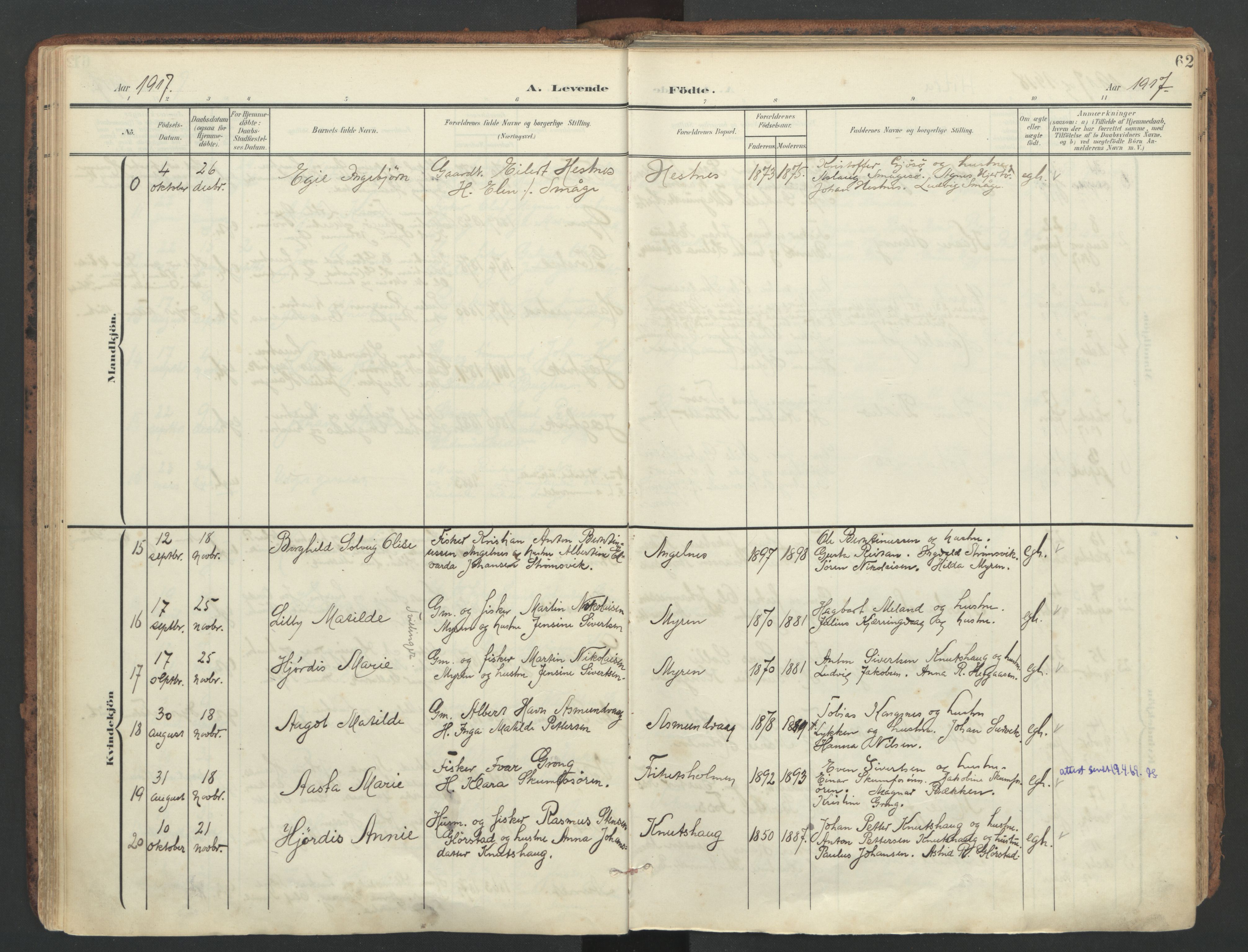 Ministerialprotokoller, klokkerbøker og fødselsregistre - Sør-Trøndelag, SAT/A-1456/634/L0537: Parish register (official) no. 634A13, 1896-1922, p. 62