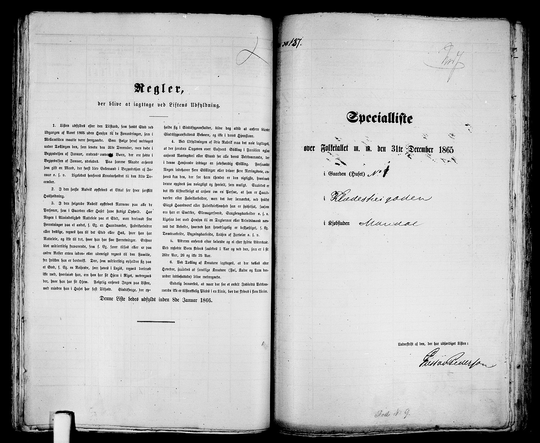 RA, 1865 census for Mandal/Mandal, 1865, p. 376