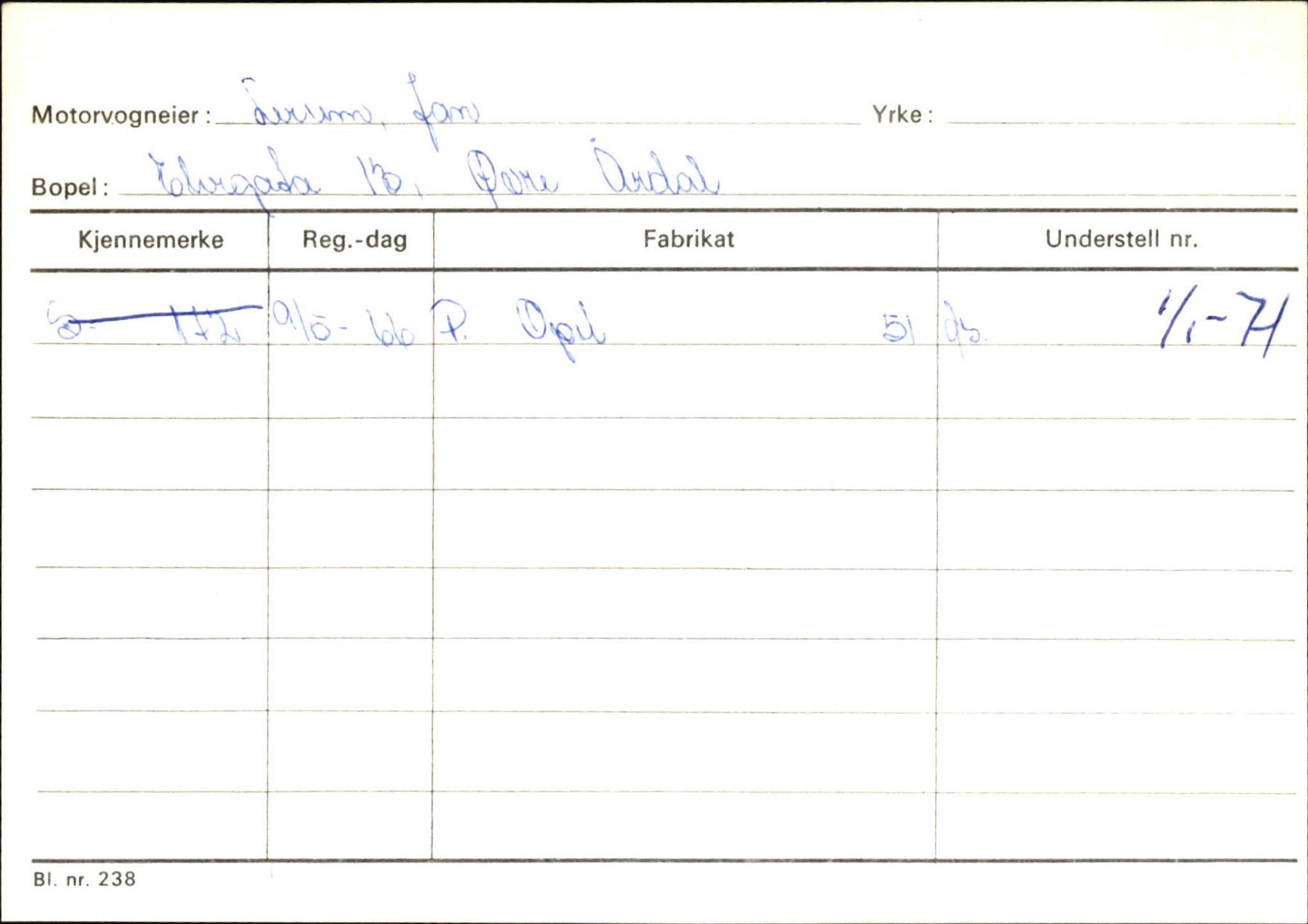 Statens vegvesen, Sogn og Fjordane vegkontor, AV/SAB-A-5301/4/F/L0145: Registerkort Vågsøy S-Å. Årdal I-P, 1945-1975, p. 1407