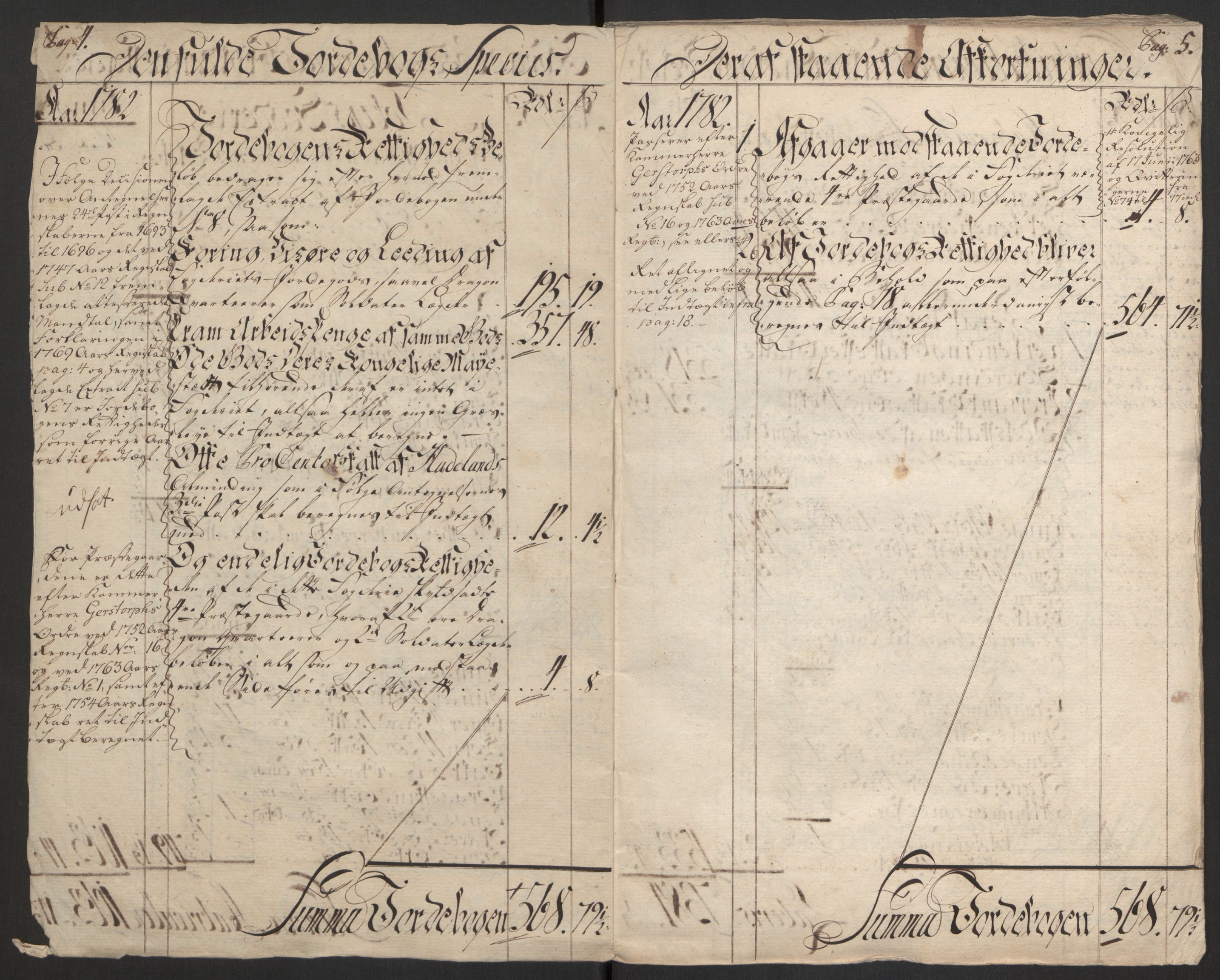 Rentekammeret inntil 1814, Reviderte regnskaper, Fogderegnskap, AV/RA-EA-4092/R19/L1369: Fogderegnskap Toten, Hadeland og Vardal, 1782, p. 4