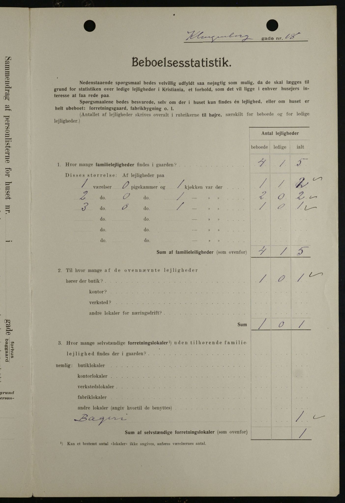 OBA, Municipal Census 1908 for Kristiania, 1908, p. 46434