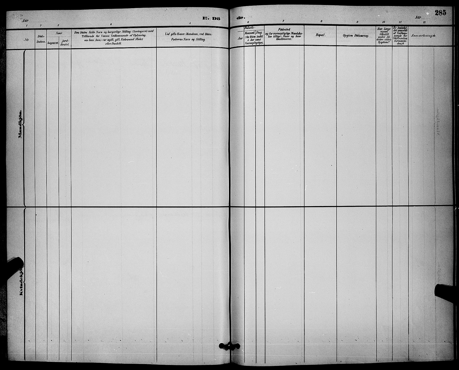 Solum kirkebøker, SAKO/A-306/G/Ga/L0007: Parish register (copy) no. I 7, 1884-1898, p. 285