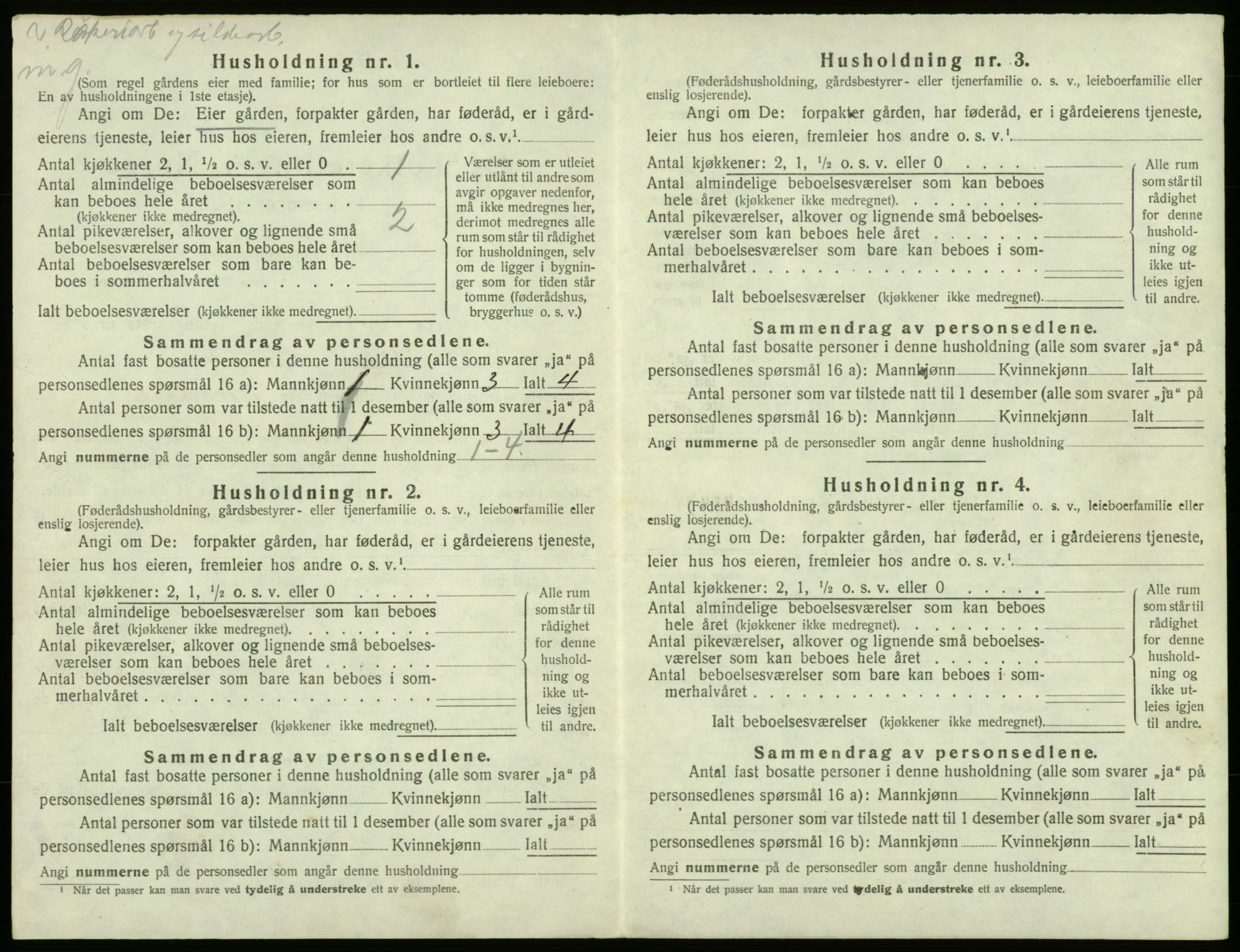 SAB, 1920 census for Bremnes, 1920, p. 816