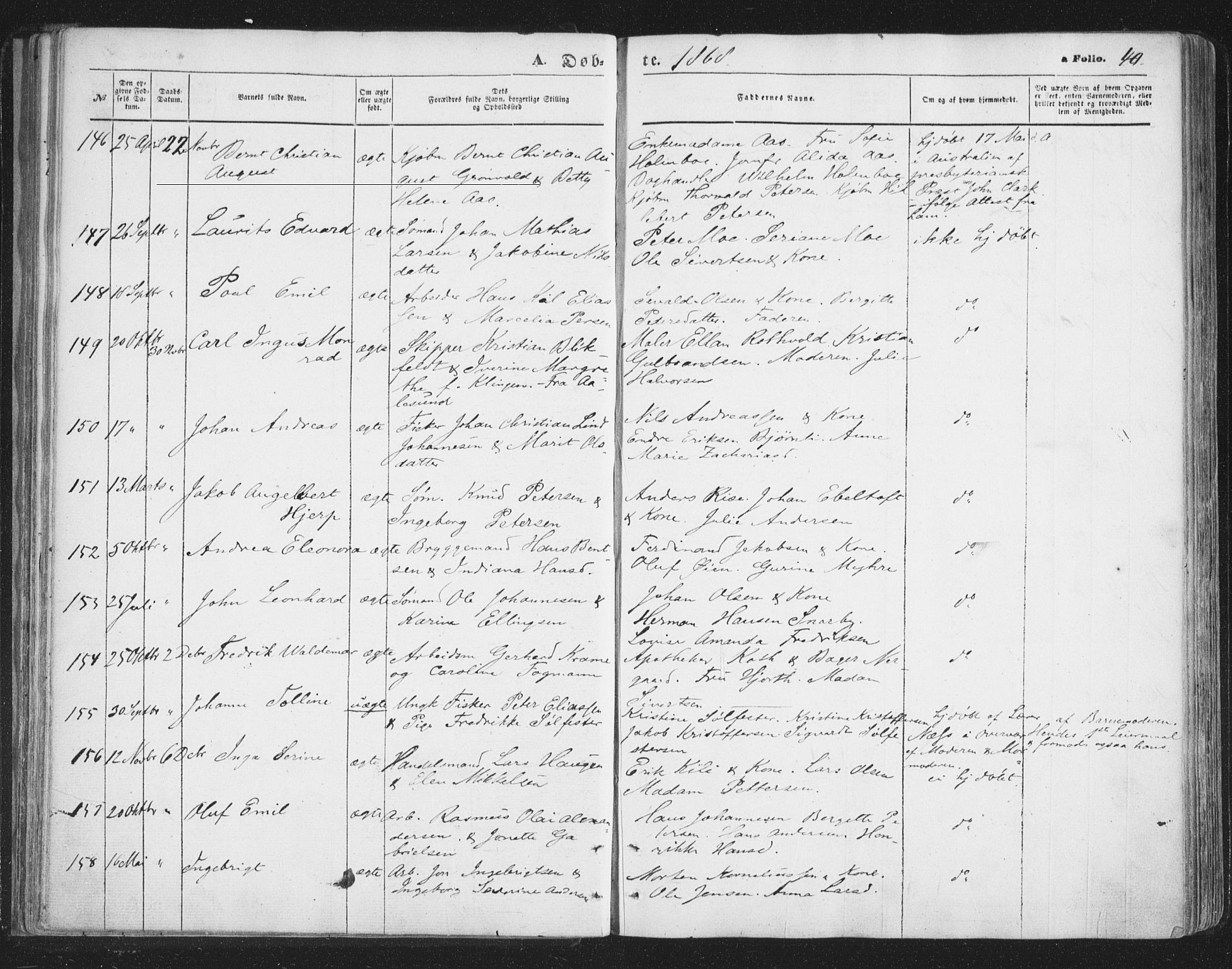 Tromsø sokneprestkontor/stiftsprosti/domprosti, SATØ/S-1343/G/Ga/L0012kirke: Parish register (official) no. 12, 1865-1871, p. 40