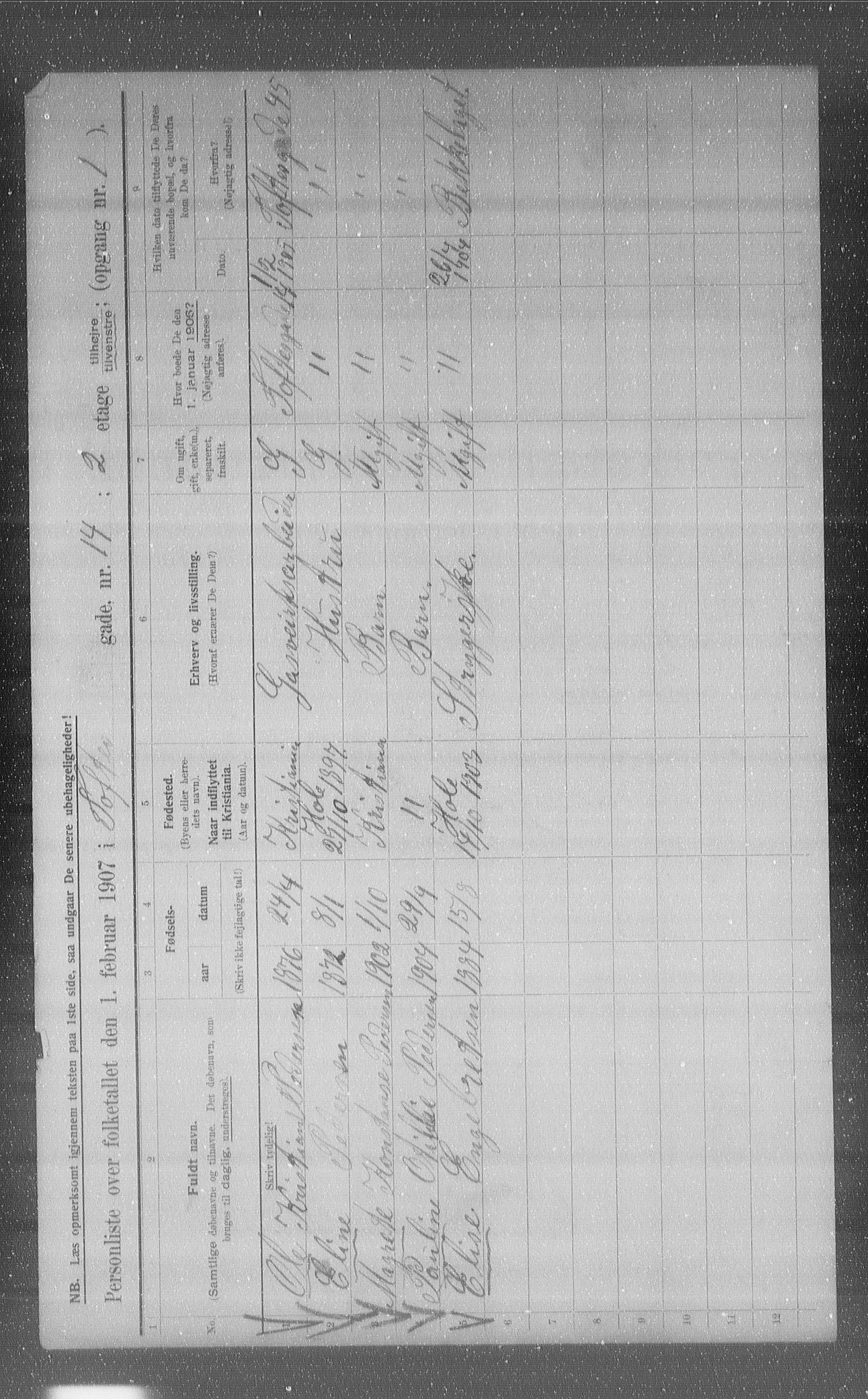 OBA, Municipal Census 1907 for Kristiania, 1907, p. 56683