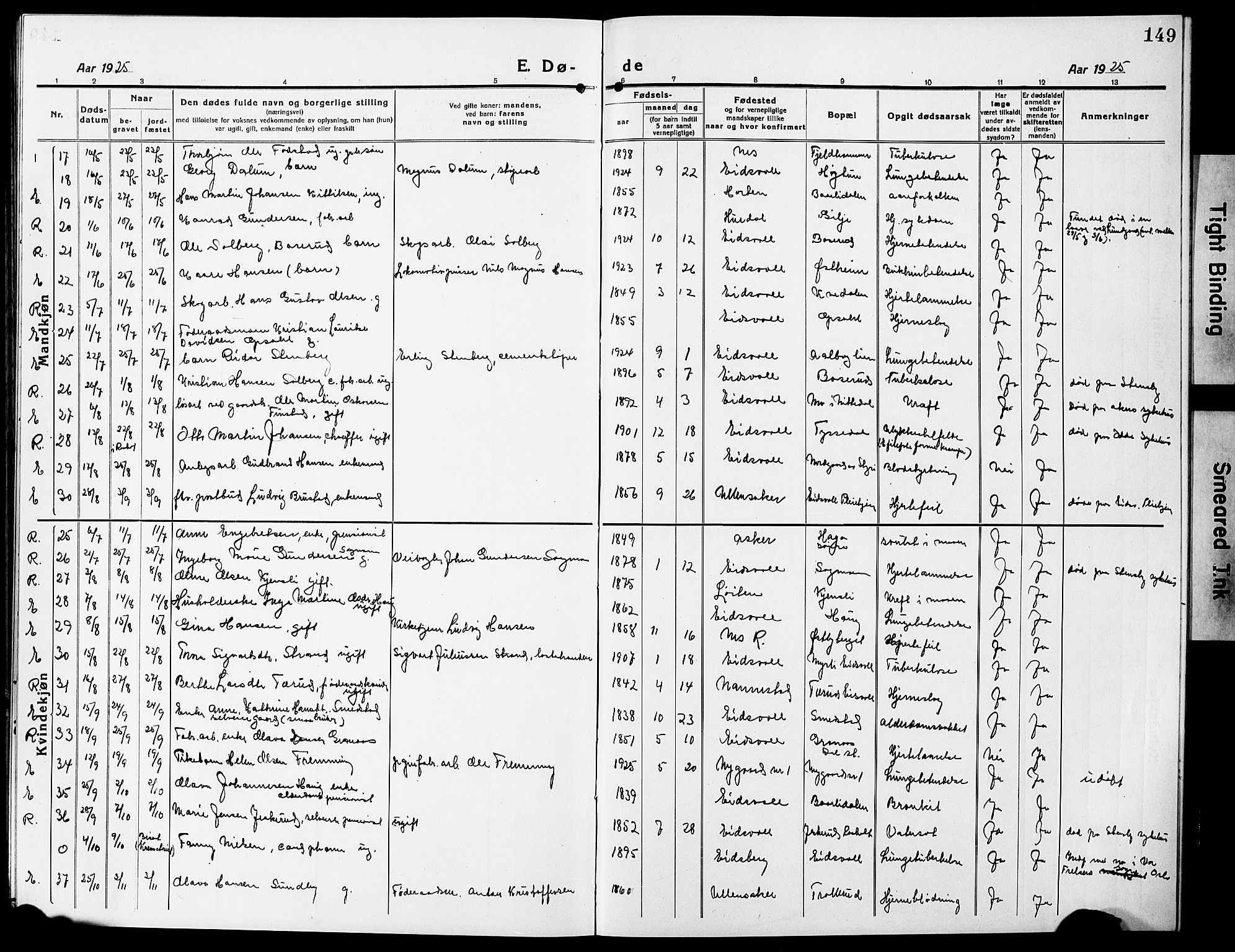 Eidsvoll prestekontor Kirkebøker, AV/SAO-A-10888/G/Ga/L0009: Parish register (copy) no. I 9, 1914-1927, p. 149