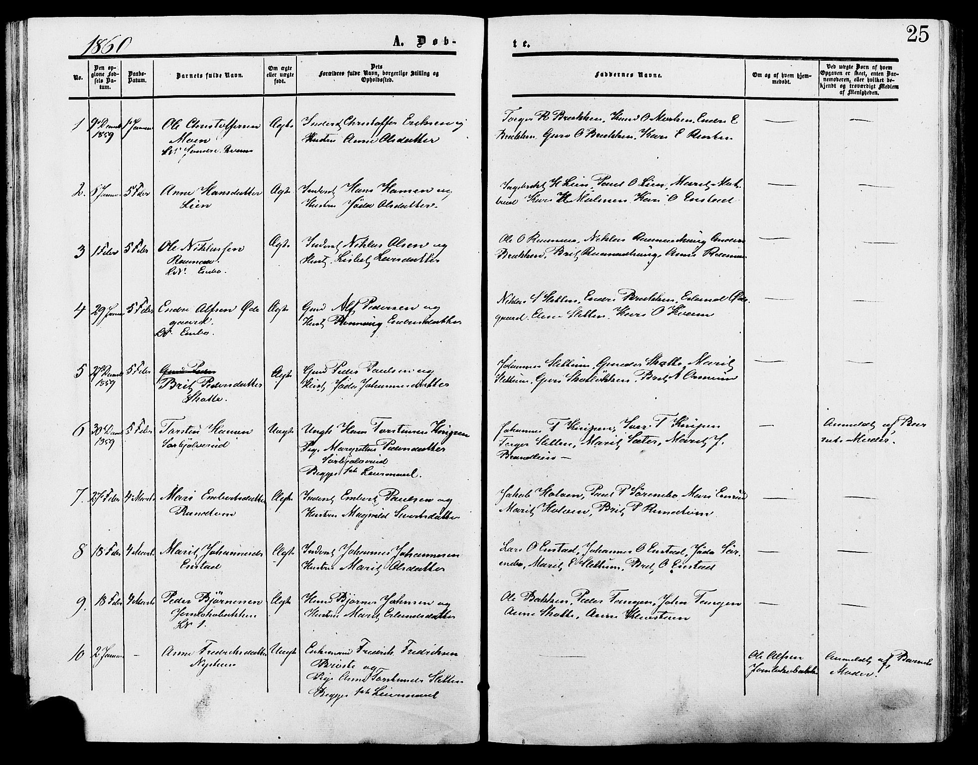 Lesja prestekontor, SAH/PREST-068/H/Ha/Haa/L0009: Parish register (official) no. 9, 1854-1889, p. 25