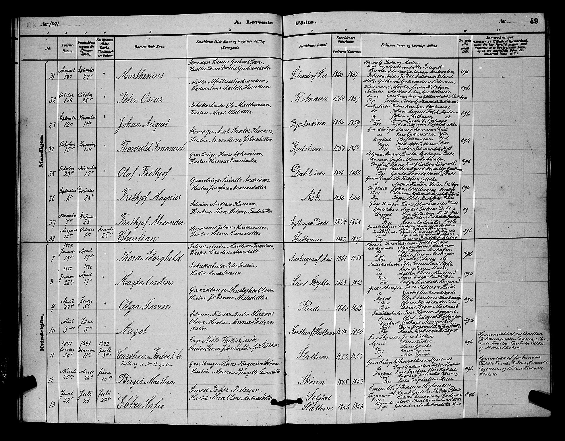 Nittedal prestekontor Kirkebøker, AV/SAO-A-10365a/G/Ga/L0002: Parish register (copy) no. I 2, 1879-1901, p. 49