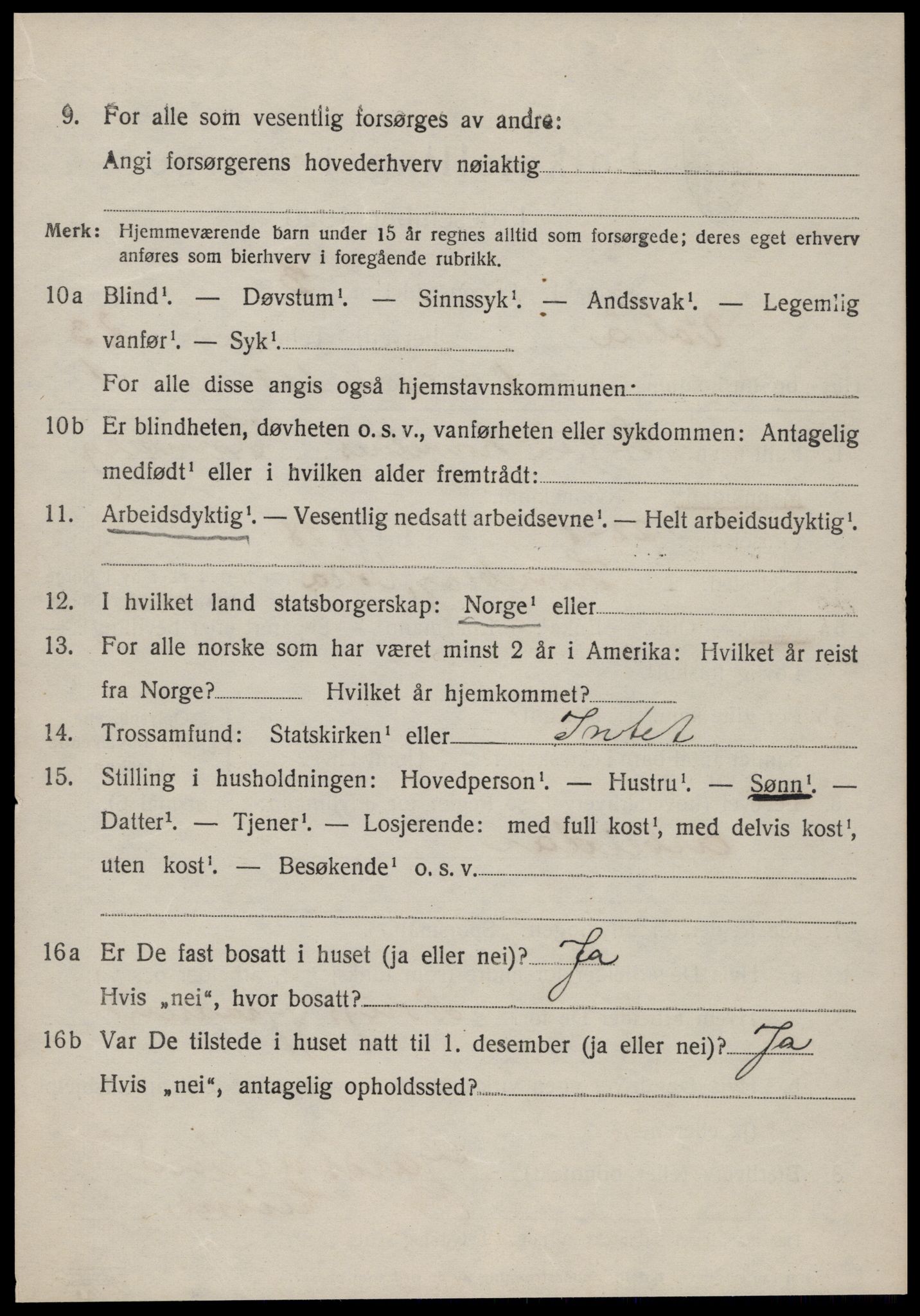 SAT, 1920 census for Volda, 1920, p. 11673