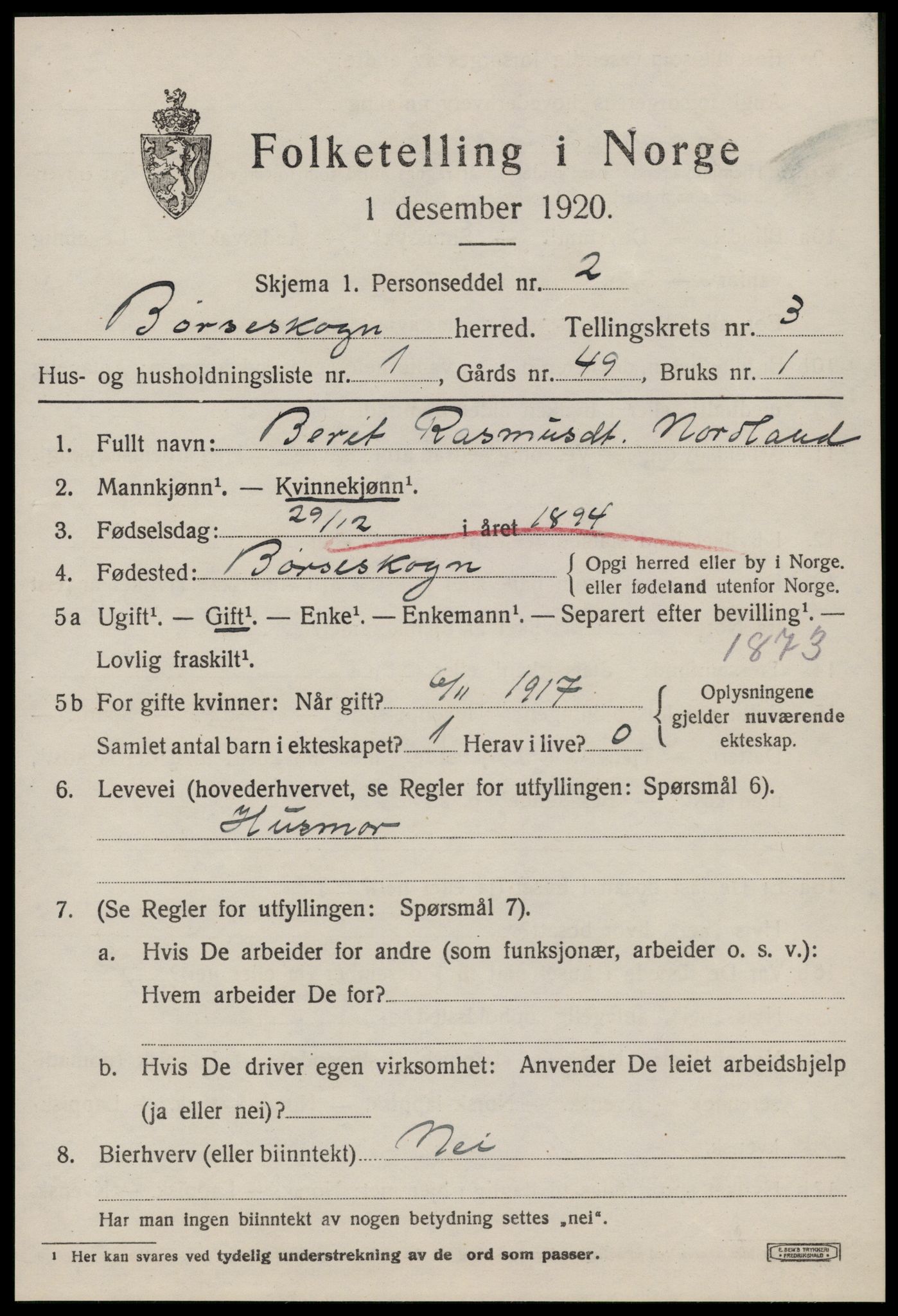 SAT, 1920 census for Børseskogn, 1920, p. 1940