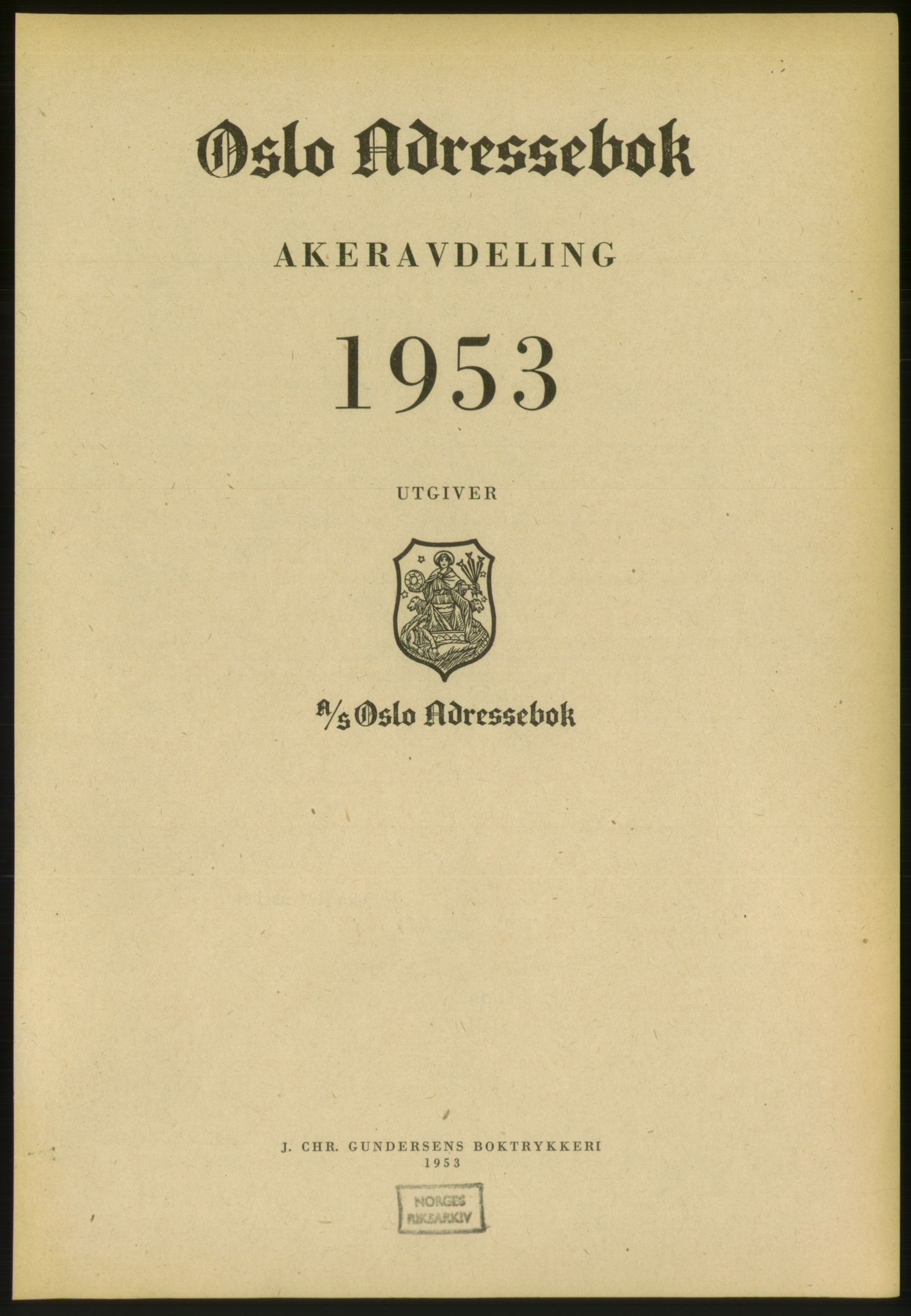 Kristiania/Oslo adressebok, PUBL/-, 1953