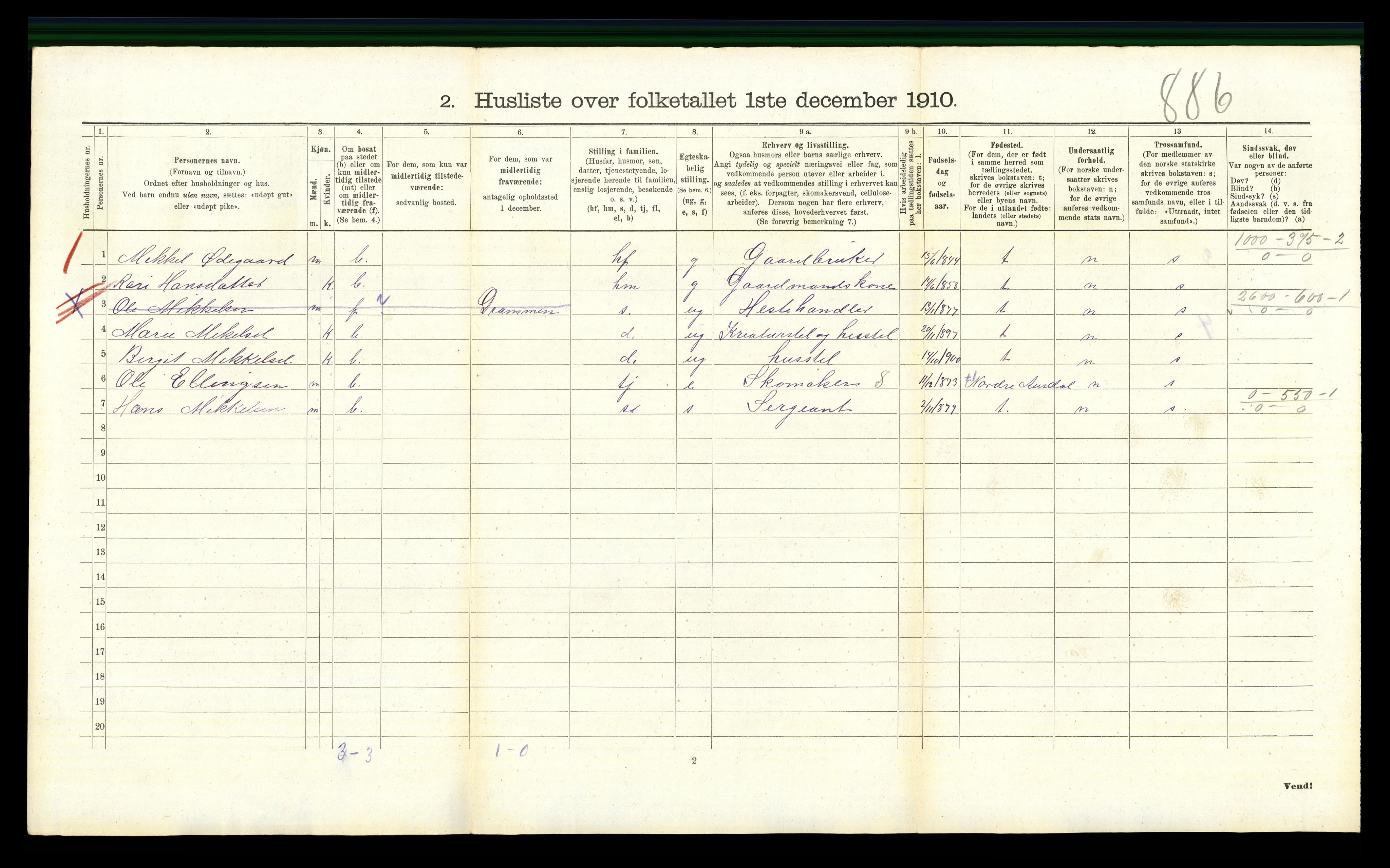 RA, 1910 census for Hemsedal, 1910, p. 355