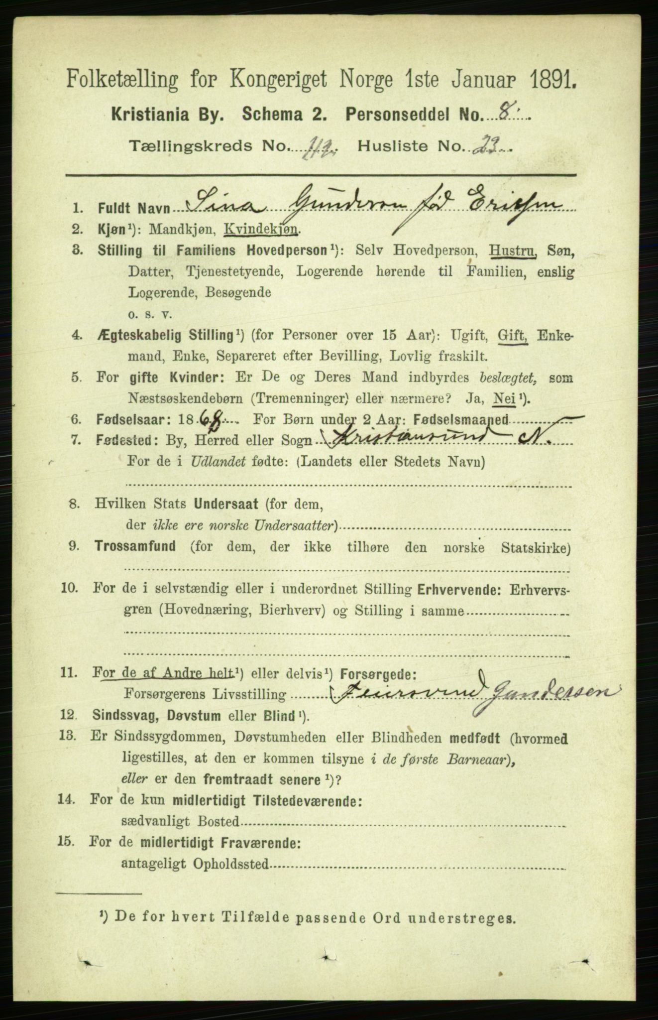 RA, 1891 census for 0301 Kristiania, 1891, p. 59719