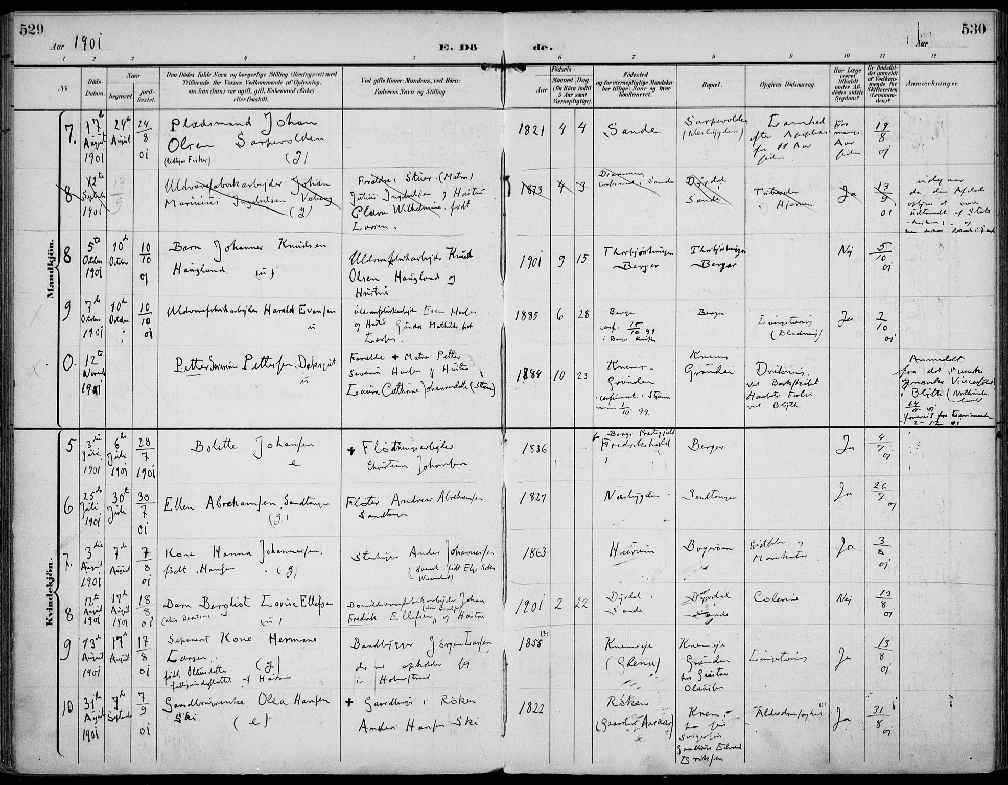 Strømm kirkebøker, AV/SAKO-A-322/F/Fa/L0005: Parish register (official) no. I 5, 1898-1919, p. 529-530