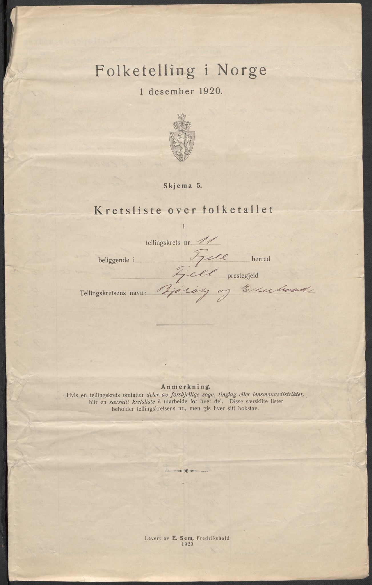 SAB, 1920 census for Fjell, 1920, p. 34