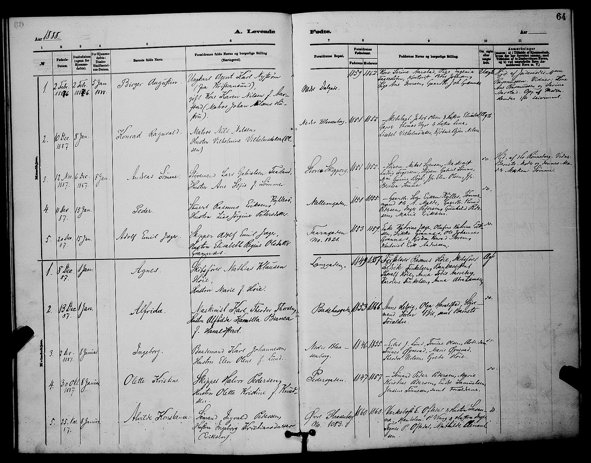 St. Johannes sokneprestkontor, AV/SAST-A-101814/001/30/30BB/L0001: Parish register (copy) no. B 1, 1885-1897, p. 64