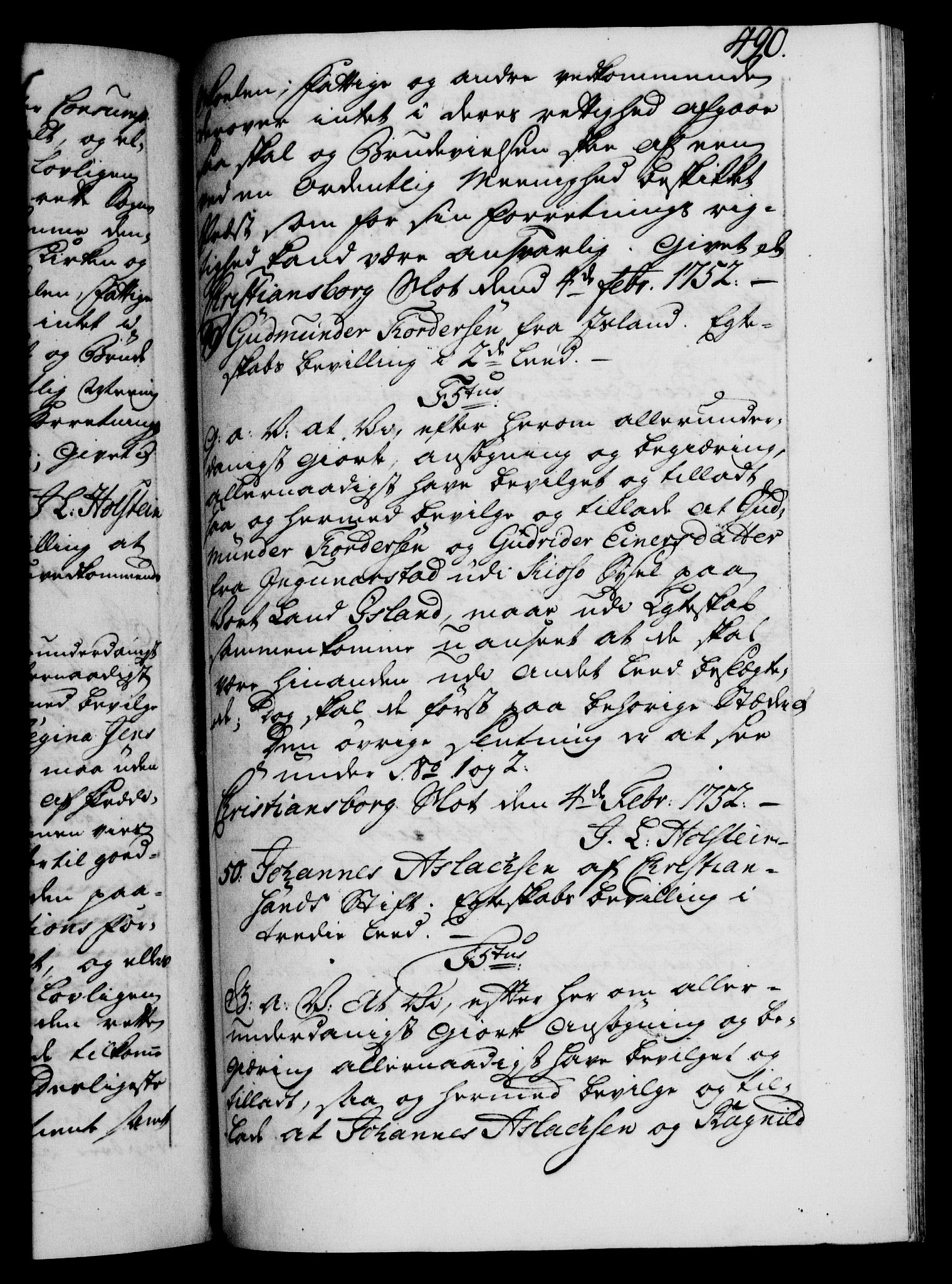 Danske Kanselli 1572-1799, AV/RA-EA-3023/F/Fc/Fca/Fcaa/L0037: Norske registre, 1751-1752, p. 490a