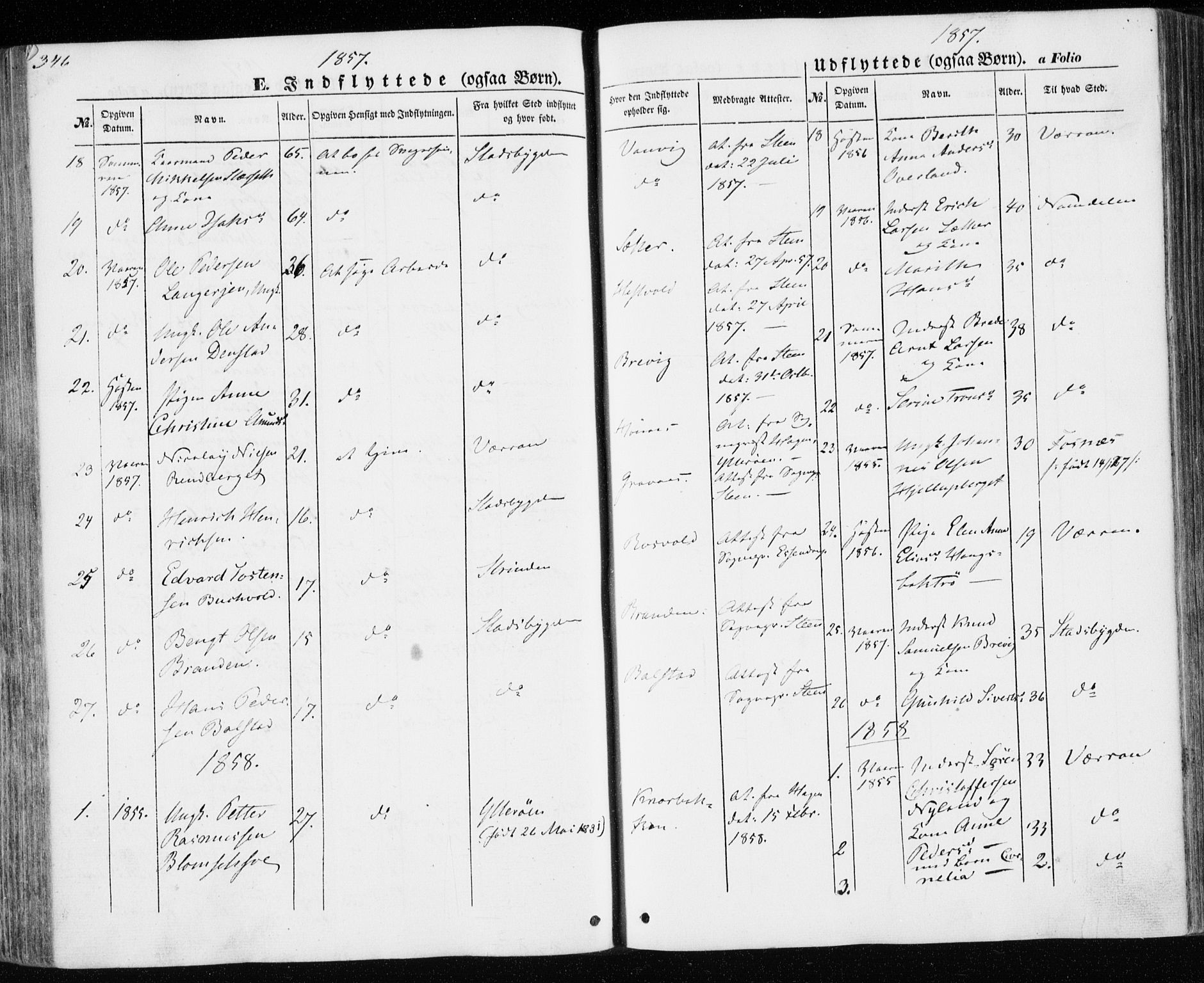 Ministerialprotokoller, klokkerbøker og fødselsregistre - Nord-Trøndelag, SAT/A-1458/701/L0008: Parish register (official) no. 701A08 /1, 1854-1863, p. 346