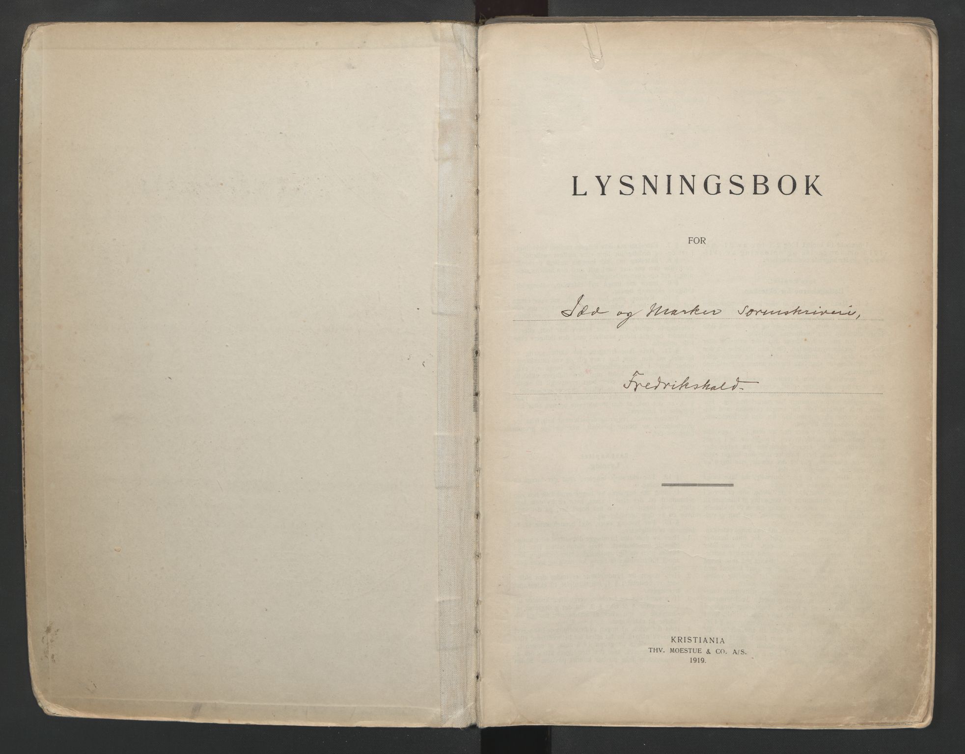 Idd og Marker sorenskriveri, AV/SAO-A-10283/L/Lb/L0001/0001: Lysningsbøker / Lysingsbok, 1919-1950