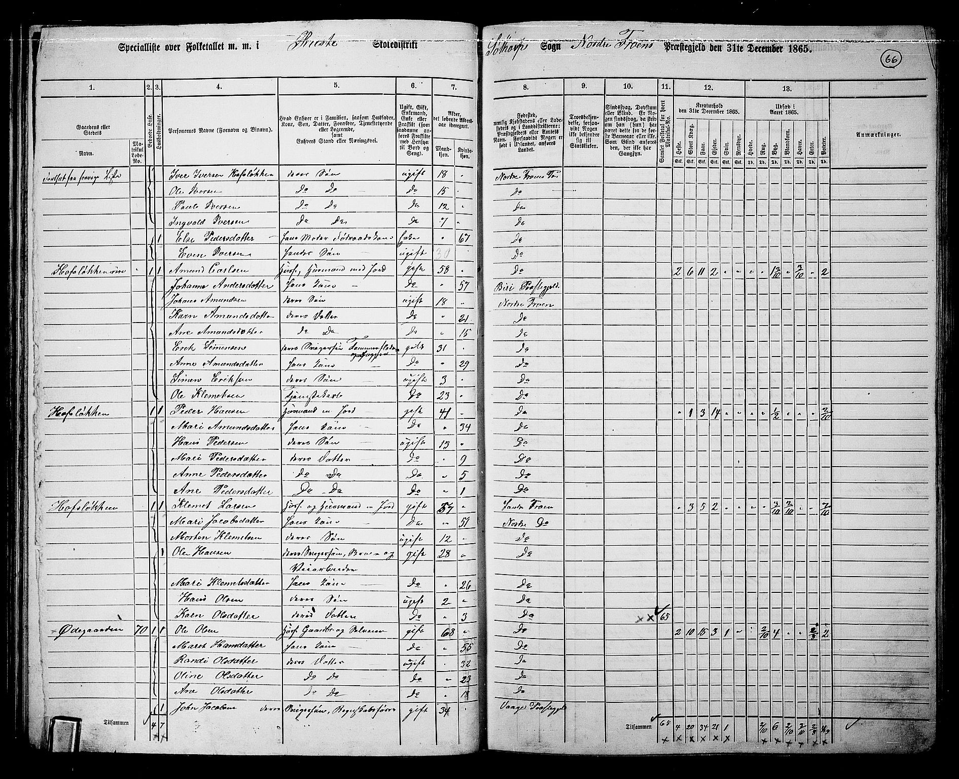 RA, 1865 census for Nord-Fron, 1865, p. 65