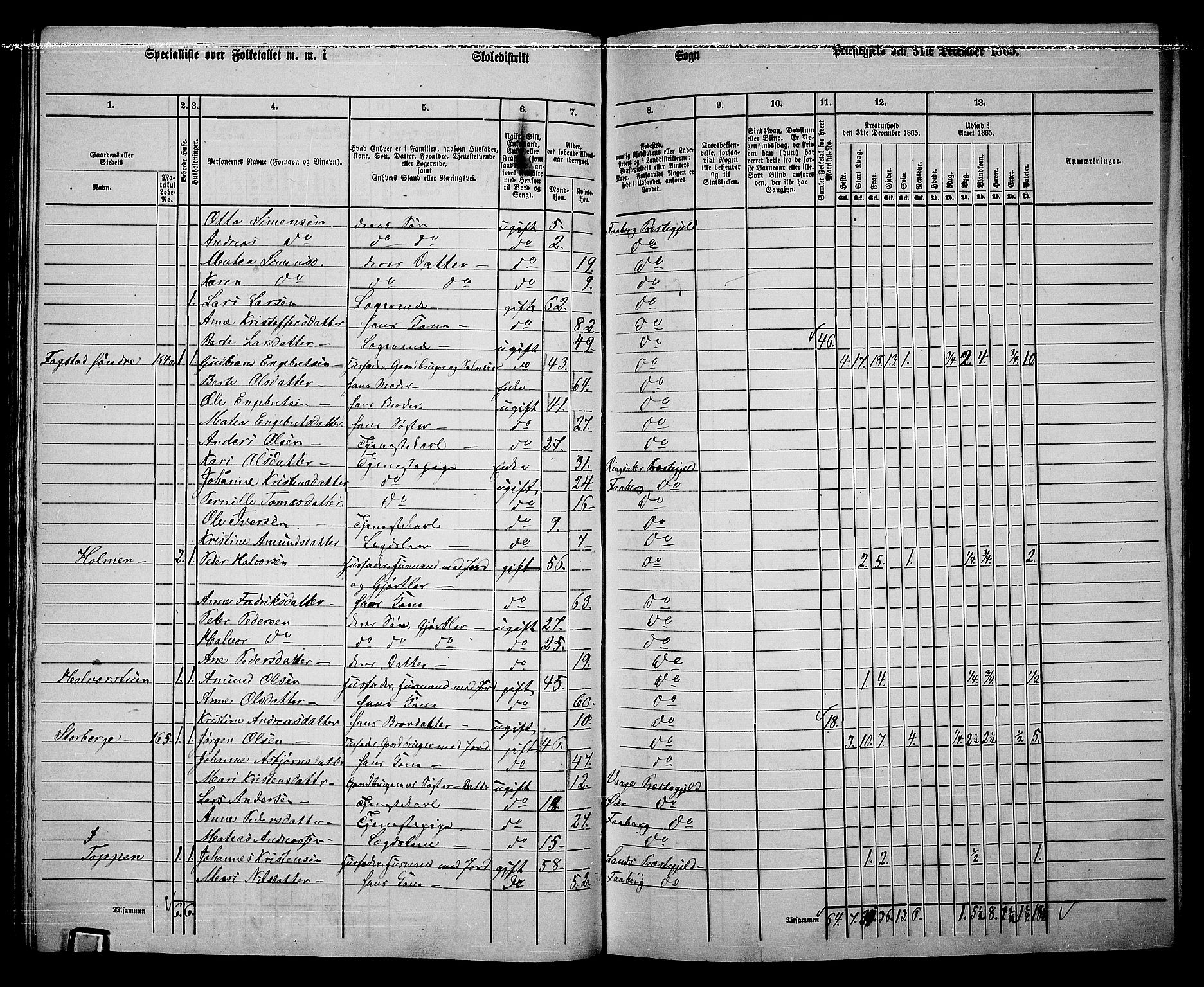 RA, 1865 census for Fåberg/Fåberg og Lillehammer, 1865, p. 98