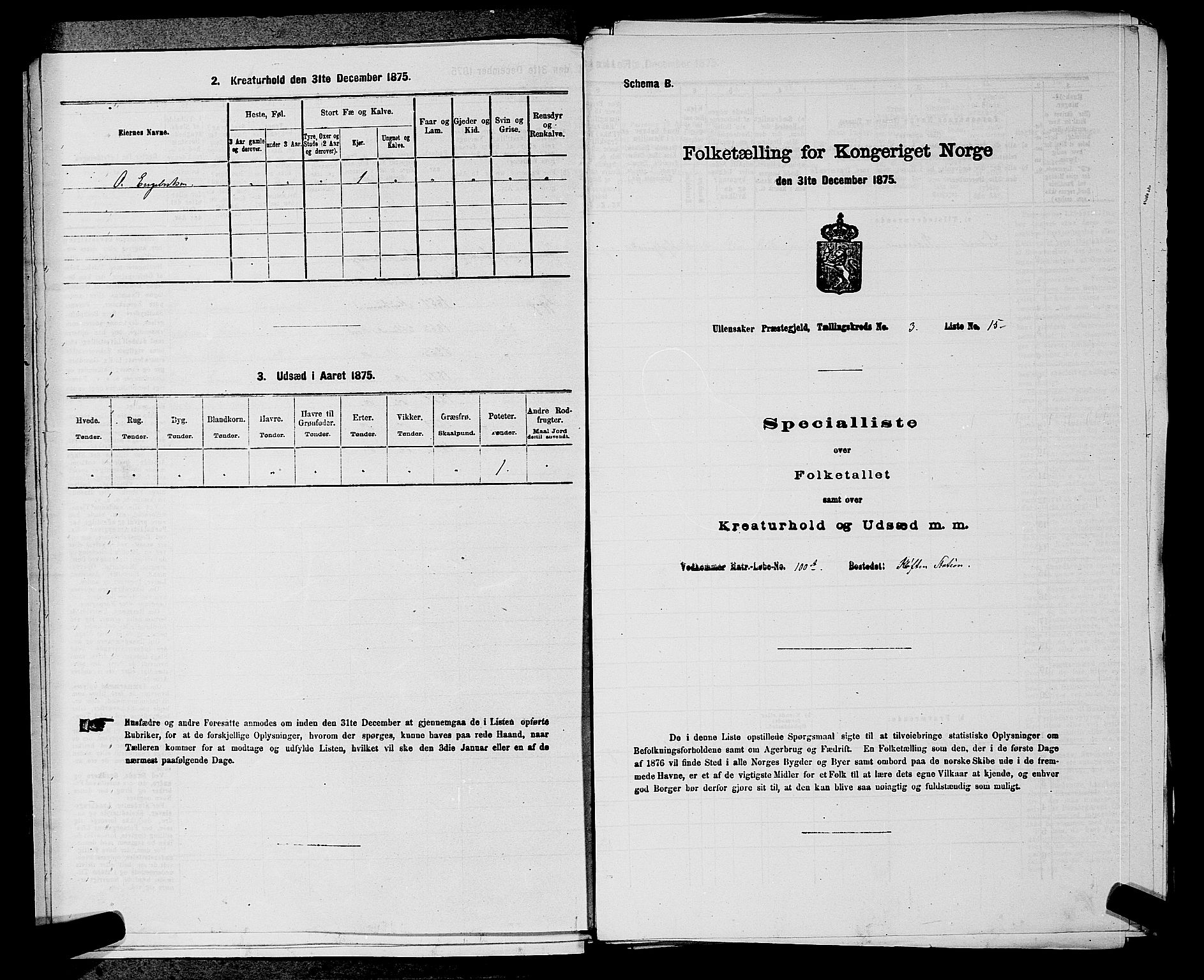 RA, 1875 census for 0235P Ullensaker, 1875, p. 327